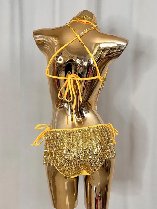 Etsy Carnival Inspired Gold Sequin Bodysuit, photo 3 of 3
