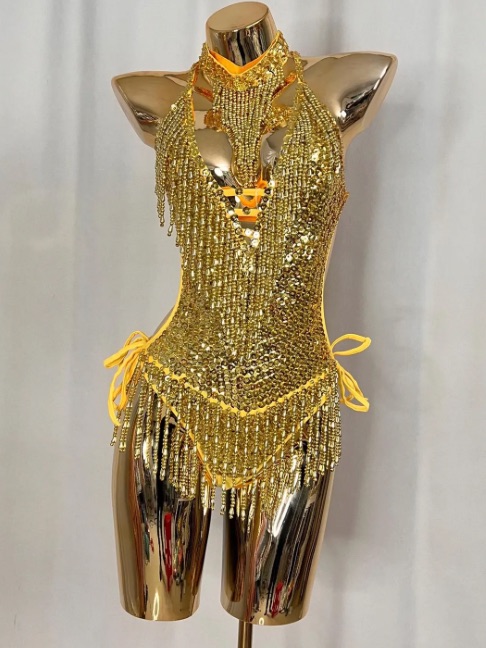 Etsy Carnival Inspired Gold Sequin Bodysuit, photo 1 of 3