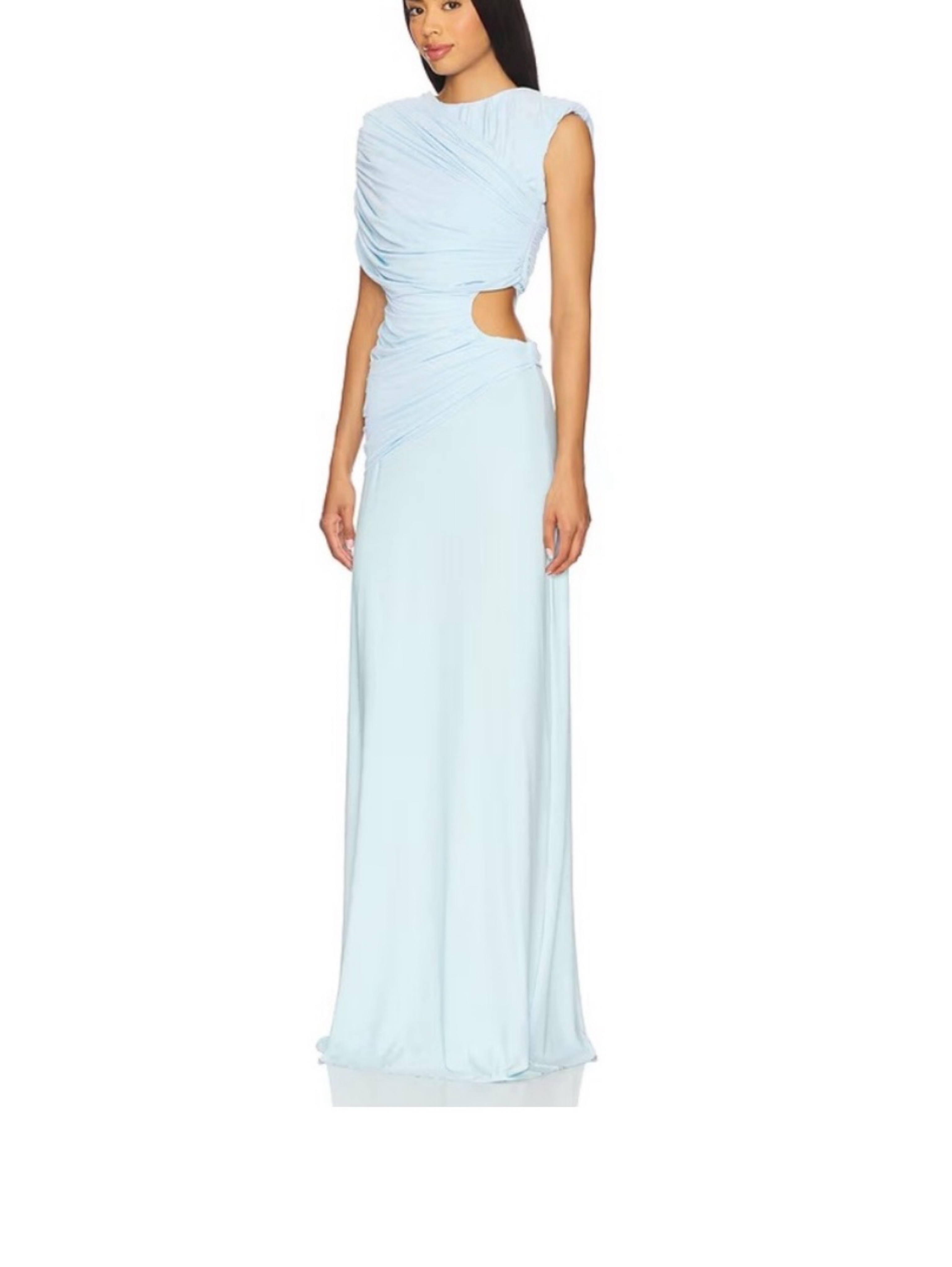 green blue color dress Sea with Bow | Harmony Hues Sky Blue collection-TheTailoredEdit Size:size 9 Ice Blue Bridesmaid Dress