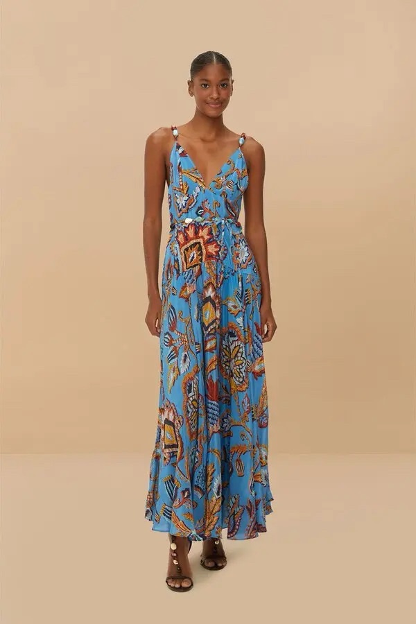 farm rio blue sunset tapestry dress Blue Winter Tapestry Long Sleeve Maxi Dress main image 1