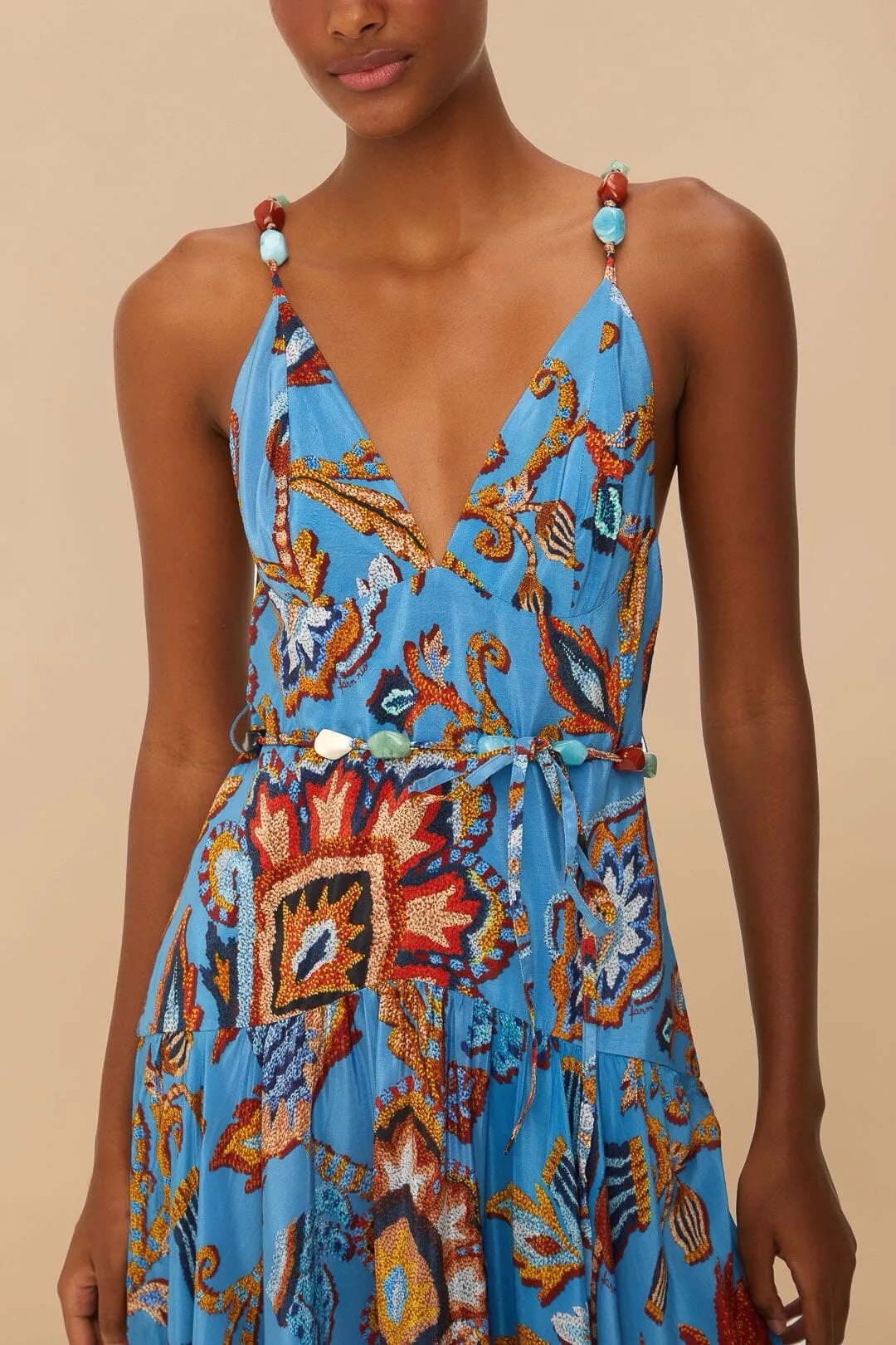 farm rio blue sunset tapestry dress Navy Blue Lucy Floral Tapestry Maxi Dress – FARM Rio