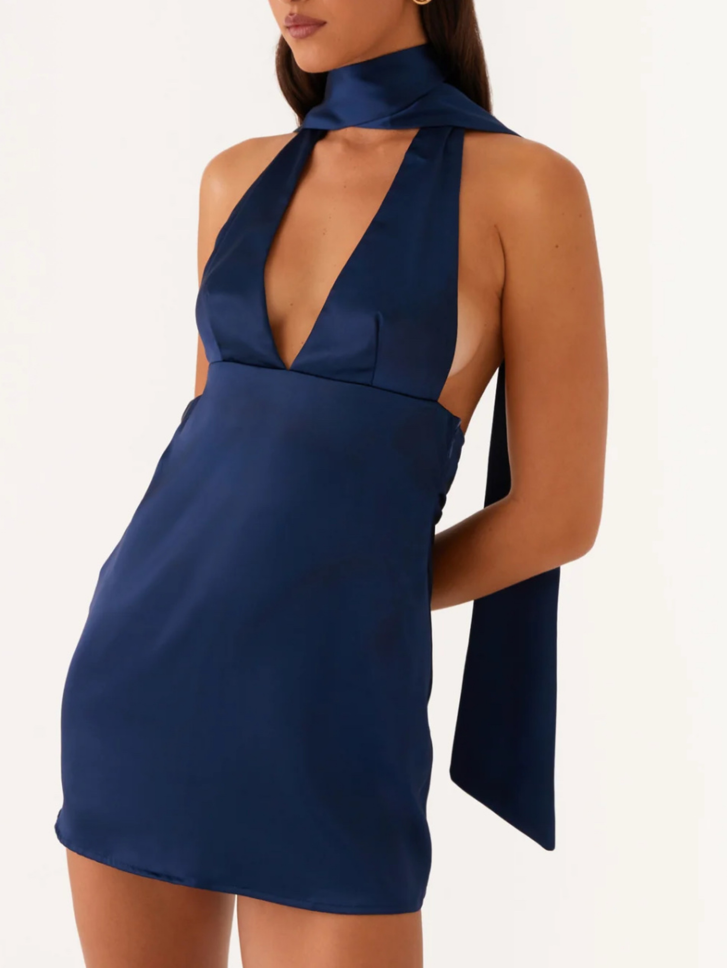 PEPPERMAYO Alicia Satin Halter Mini Dress