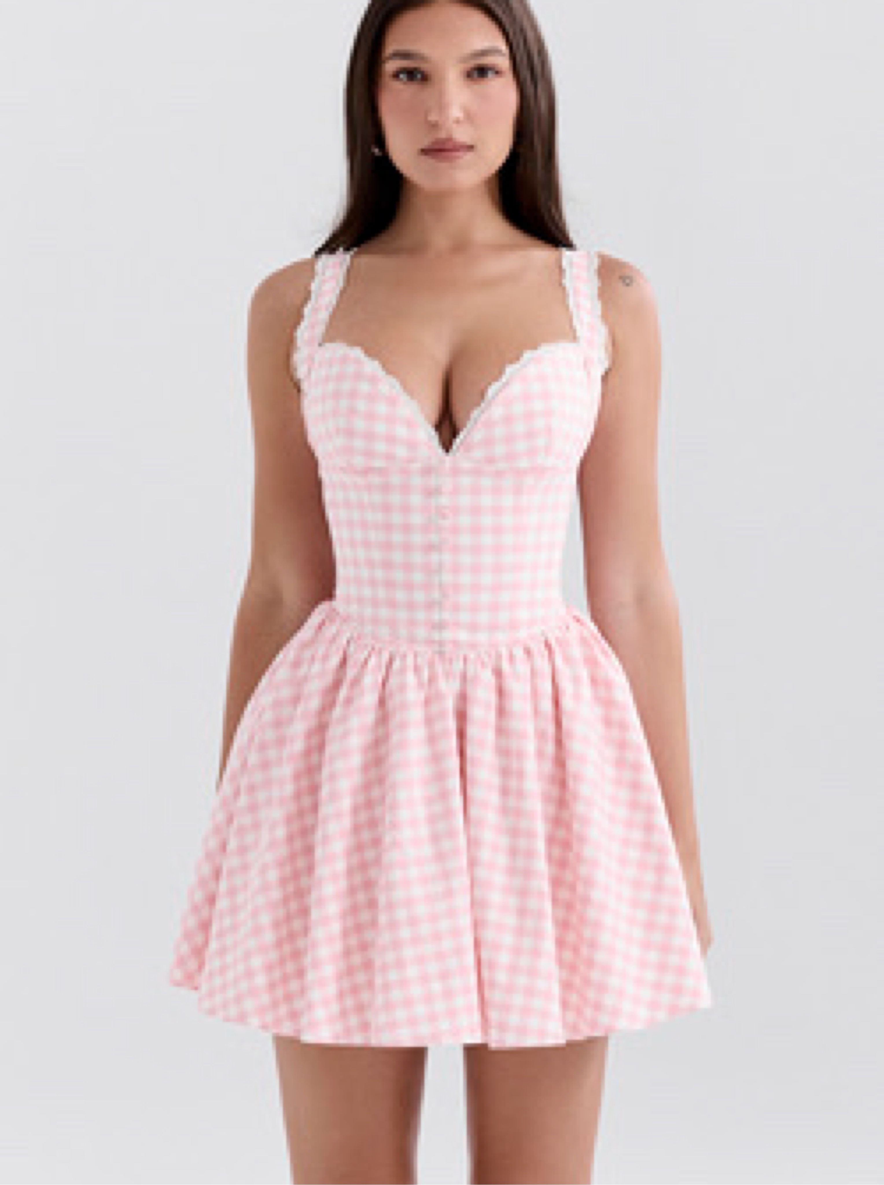 Brigitte Pink Gingham Corset Mini Dress