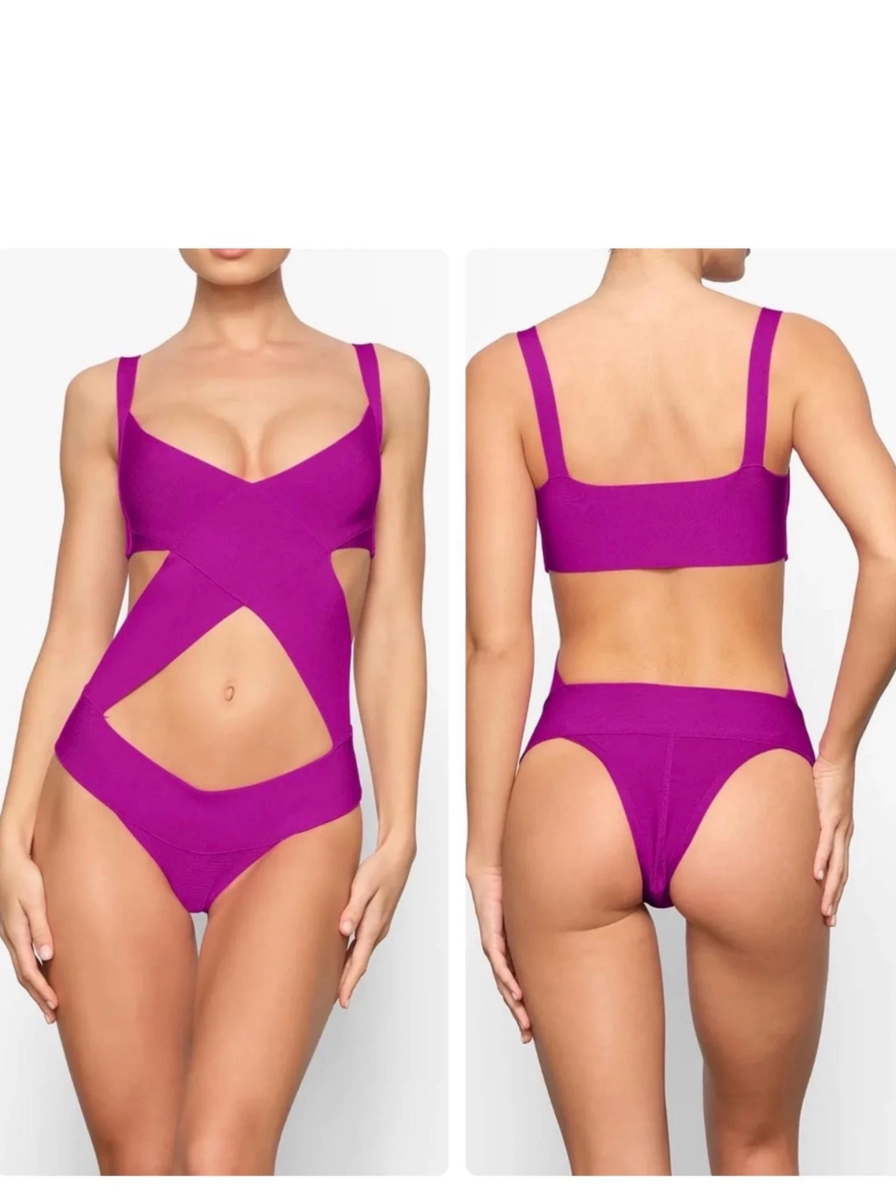 Skims Knit Swim Monokini in Magenta Women鈥檚 Small