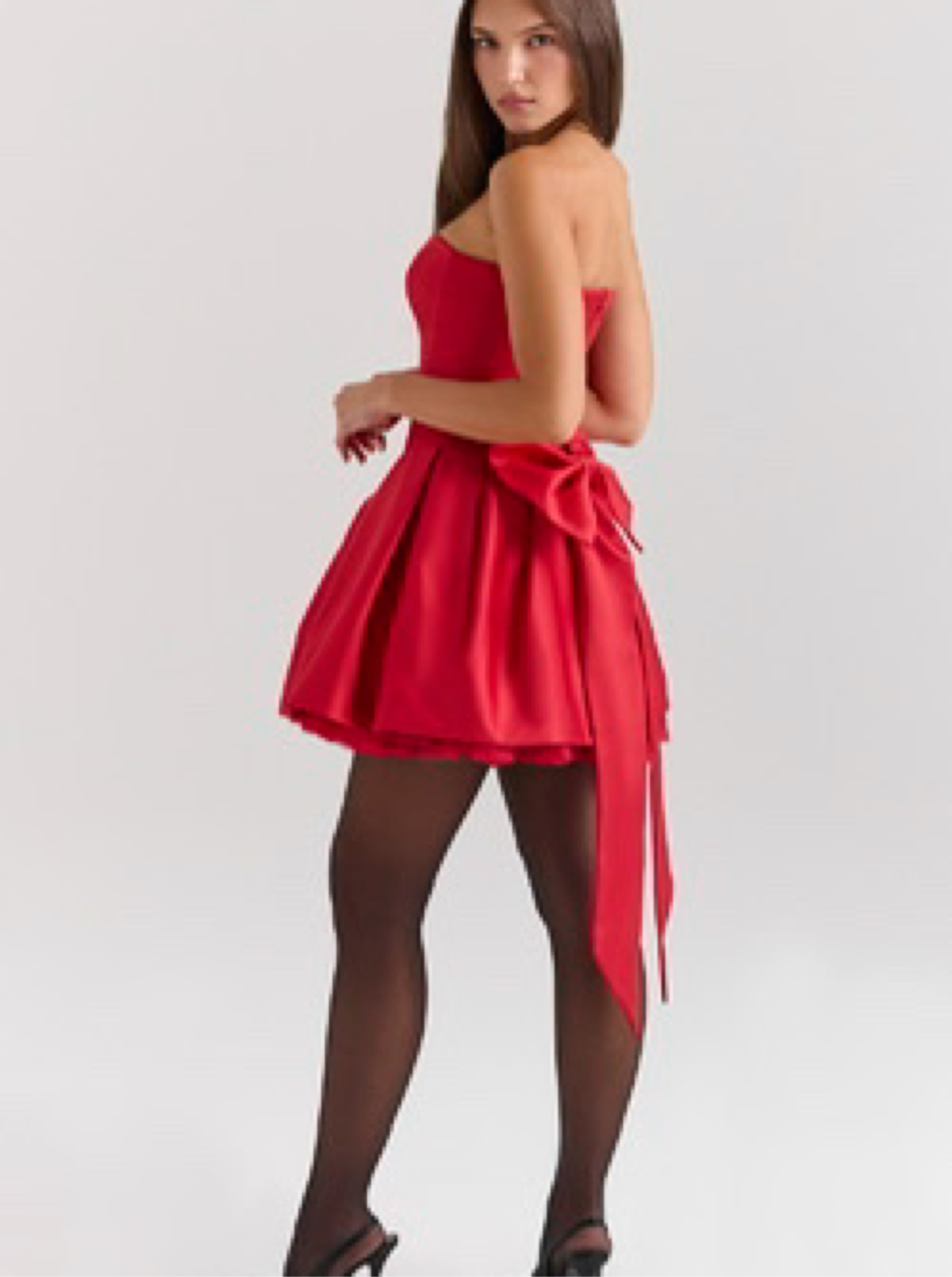 house of cb red satin dress Clothing: Mini Dresses: 'Salome' Holly Red Satin Mini Bow Dress