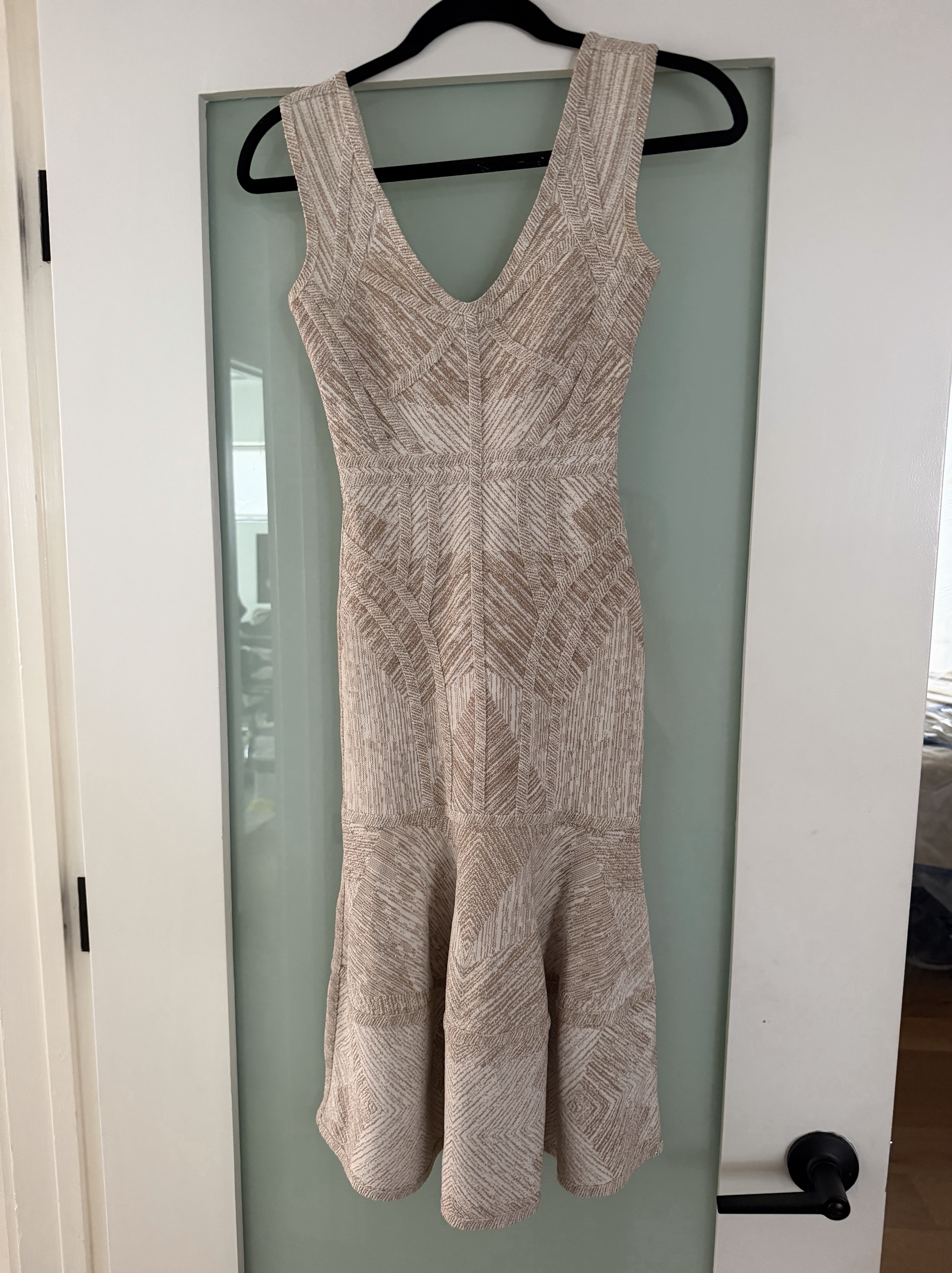 Herve Leger Beige Bandage Midi Dress