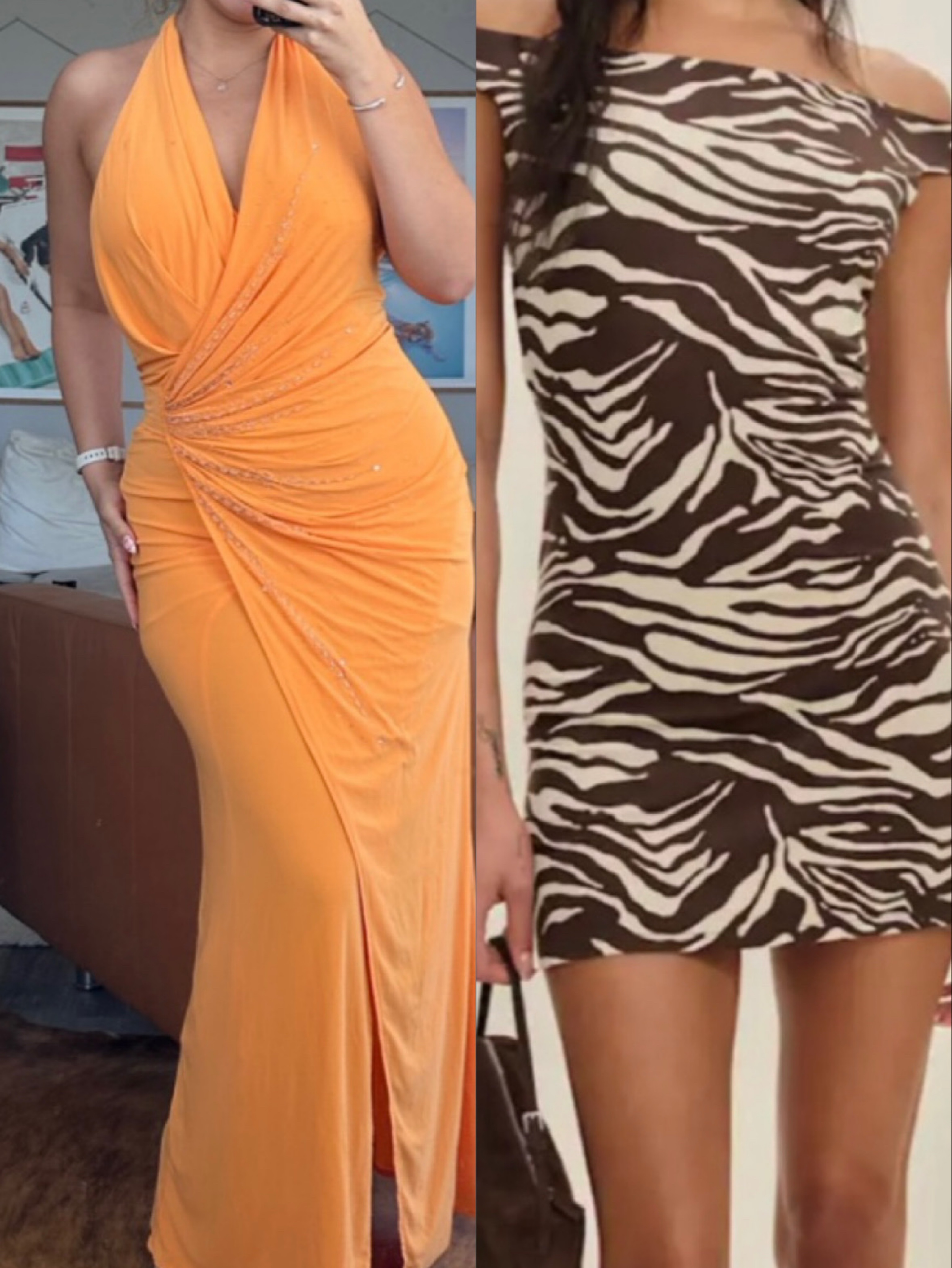 Bundle — Vintage Orange Gown & Zebra Mini