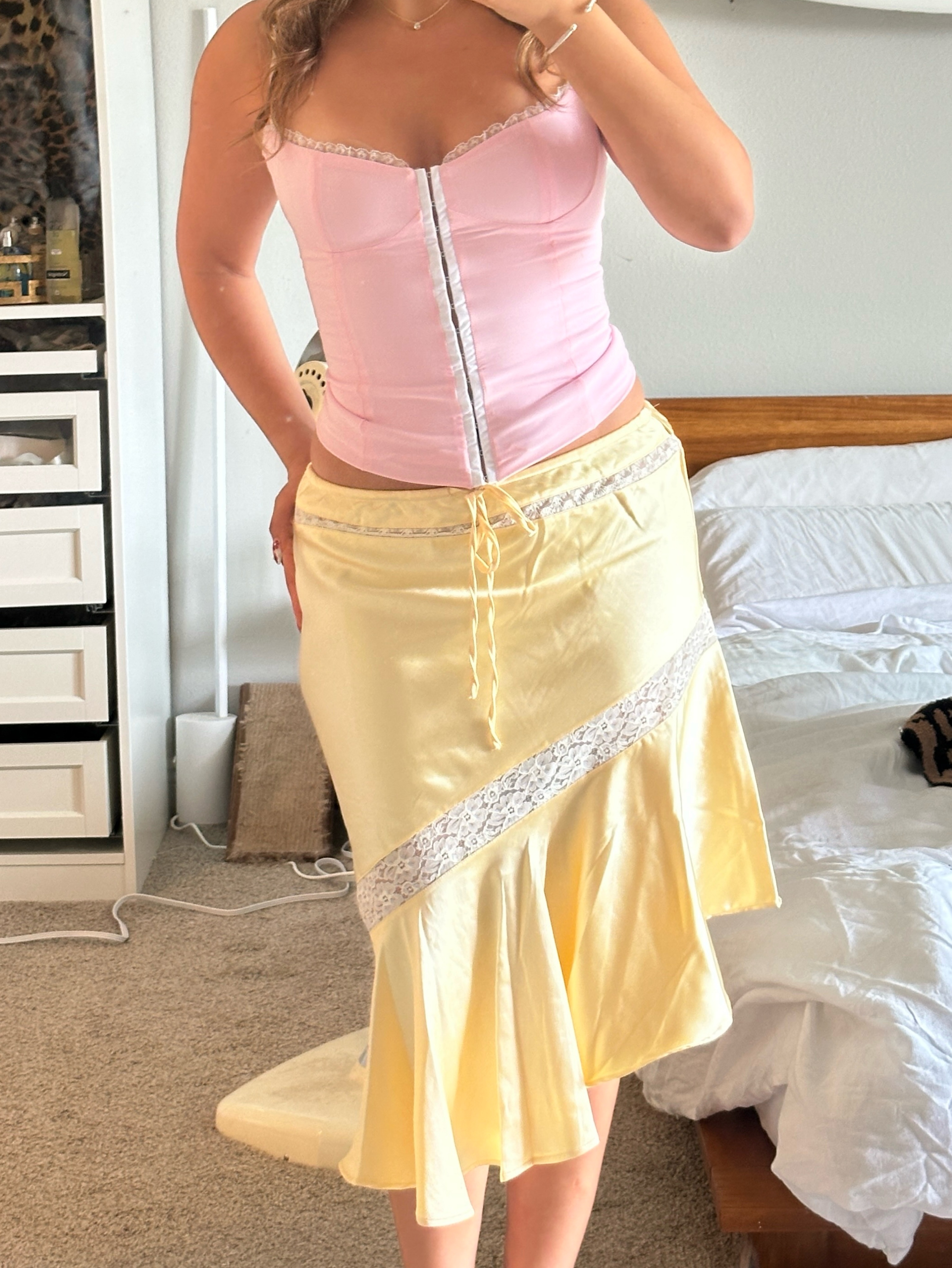 Damson Madder Butter Yellow Delphina Midi Skirt