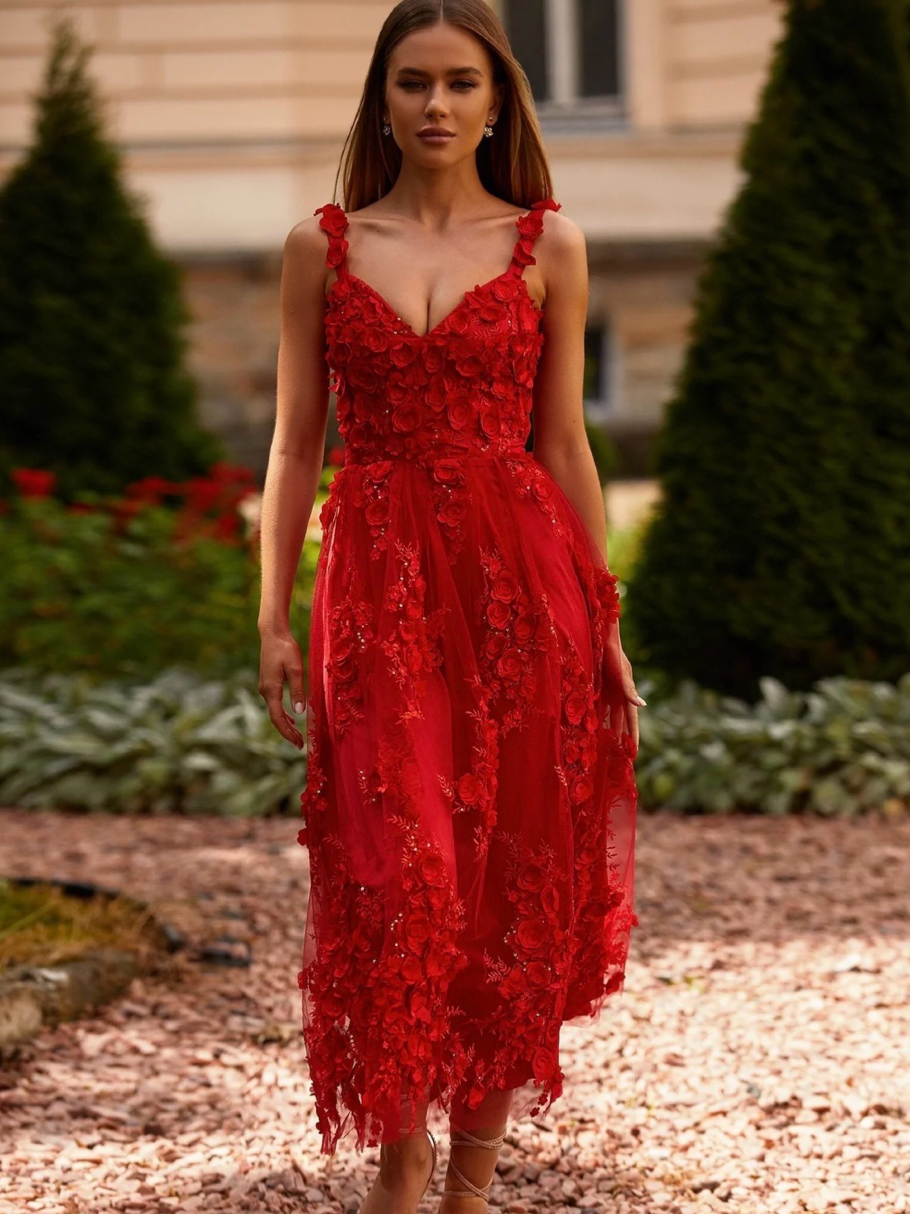 red lace midi dress Sera Crochet Red Lace Midi Dress  Peggy's Gifts & Accessories
