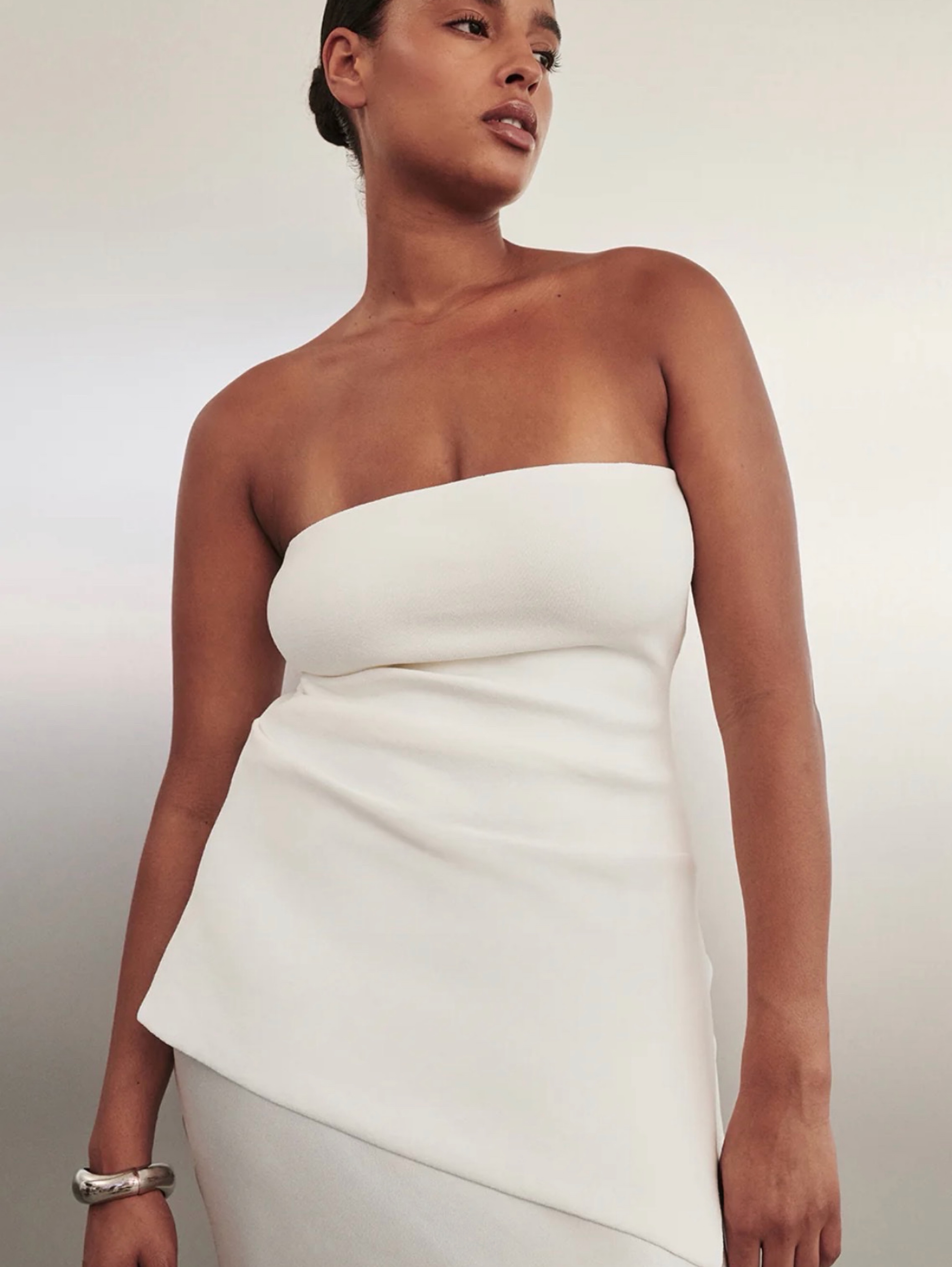DISSH Off White Strapless Asymmetric Tube Top Size M by Dissh - Pickle