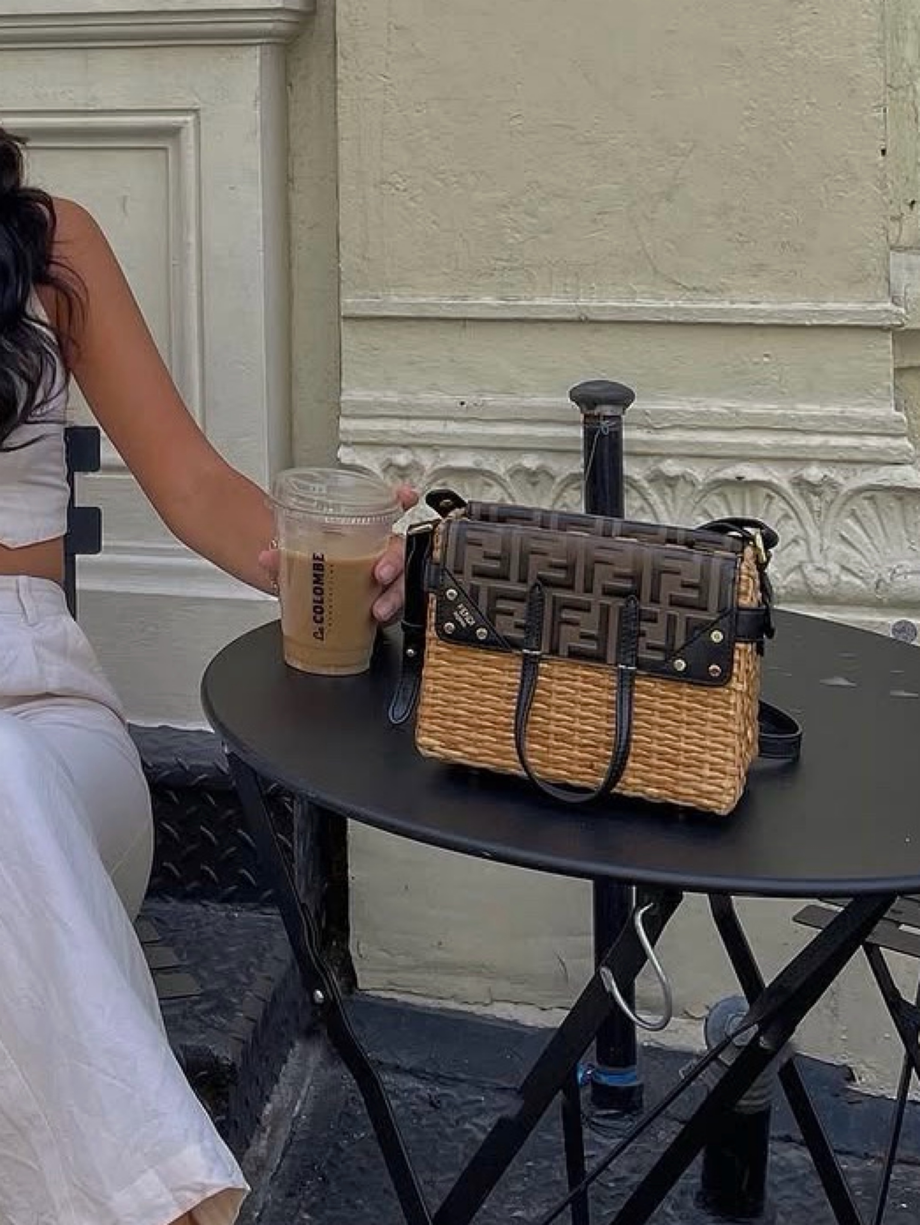 Fendi Woven Straw Leather Crossbody Bag by Fendi - Pickle