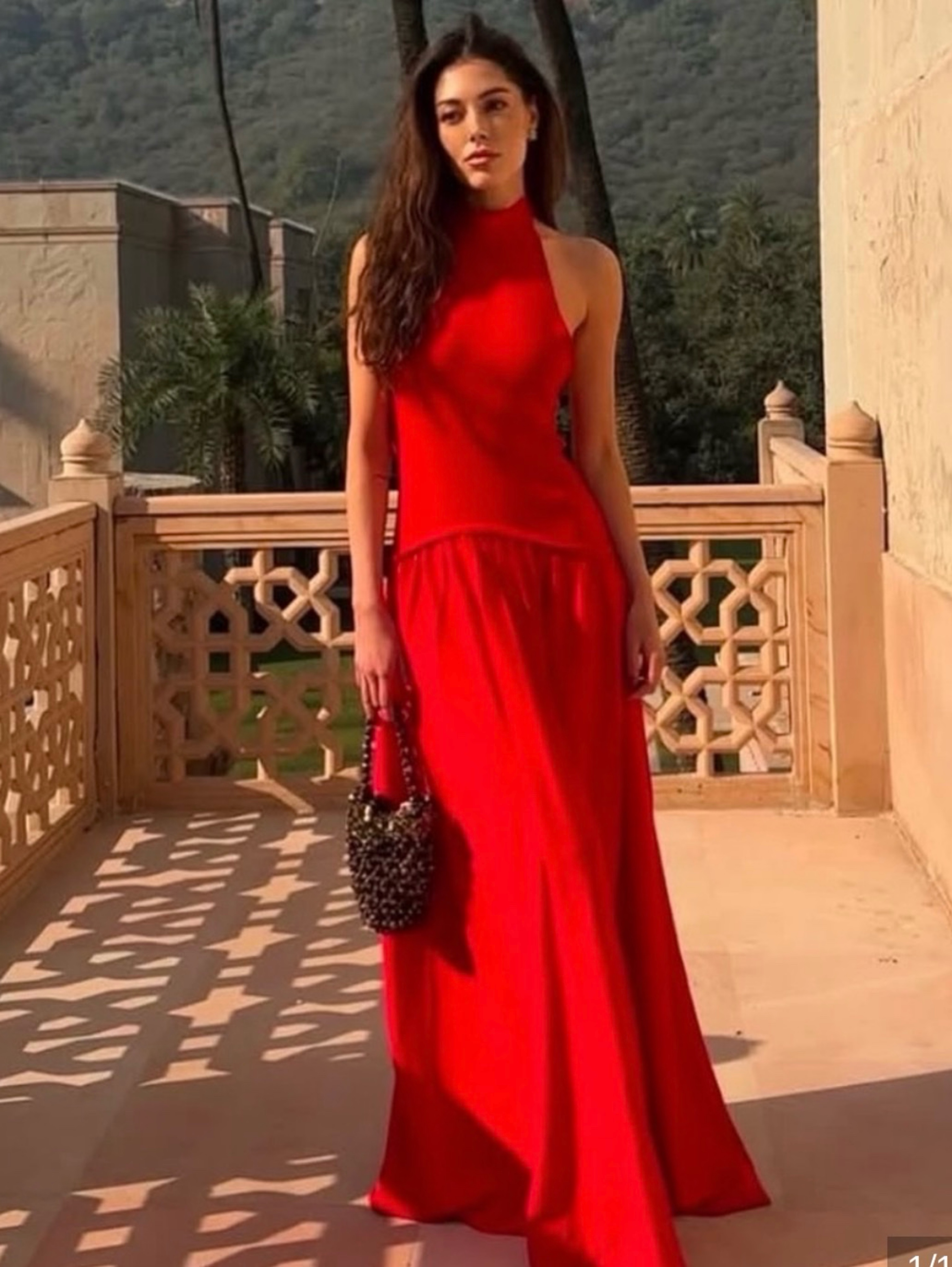 solid and striped red dress Solid & Striped The Halter Soglio Dress