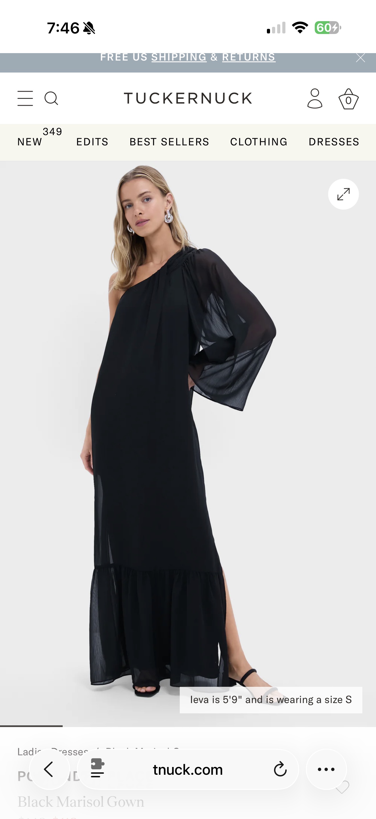 Tuckernuck One shoulder (sleeve sheer) black gown