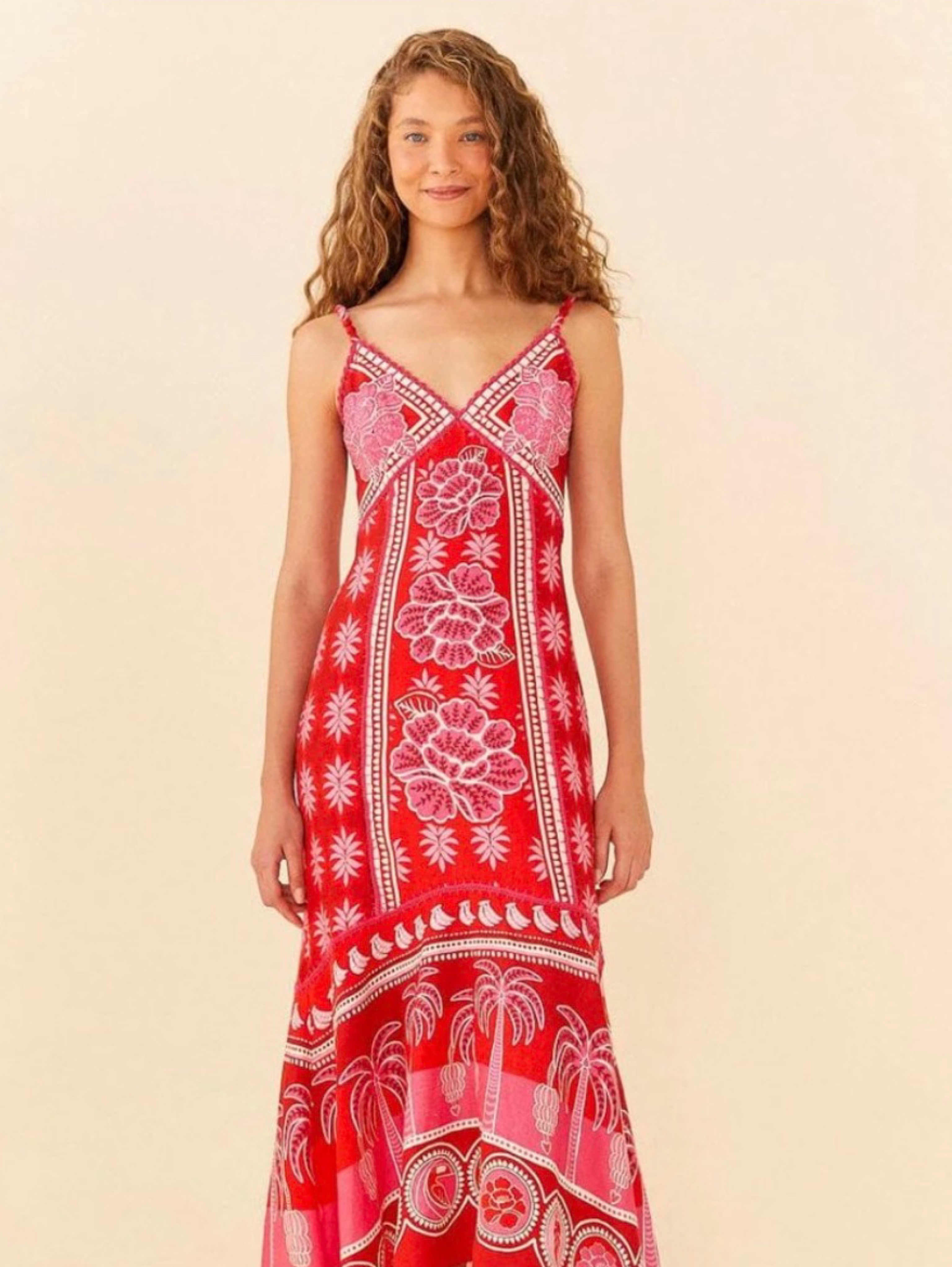 red summer sunrise maxi dress Lovely Floral Maxi Dress - Red and Blue Dress - Tiered Maxi Dress