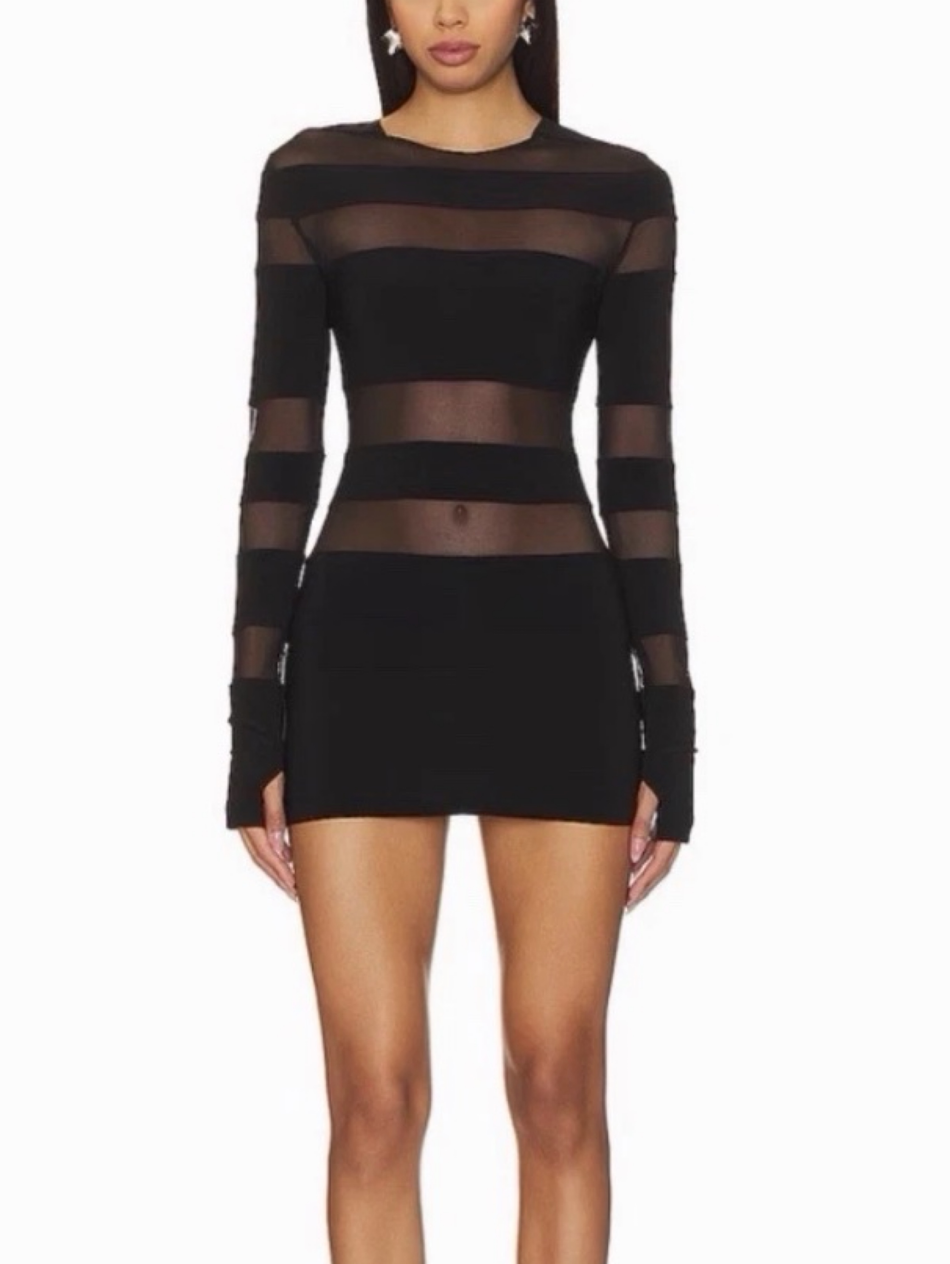 Norma Kamali Pickleball mini Dress in Black Mesh