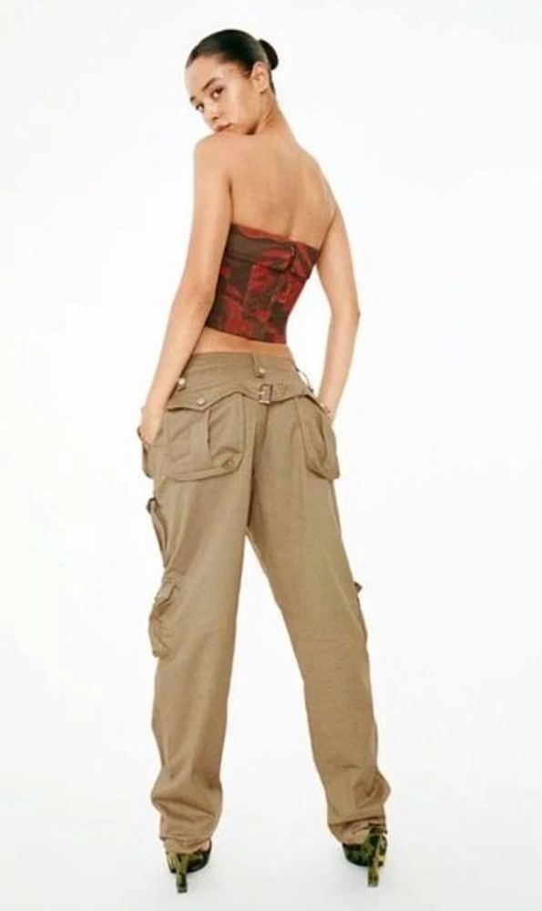 With Jean Low Rise Cargo Pants in Khaki