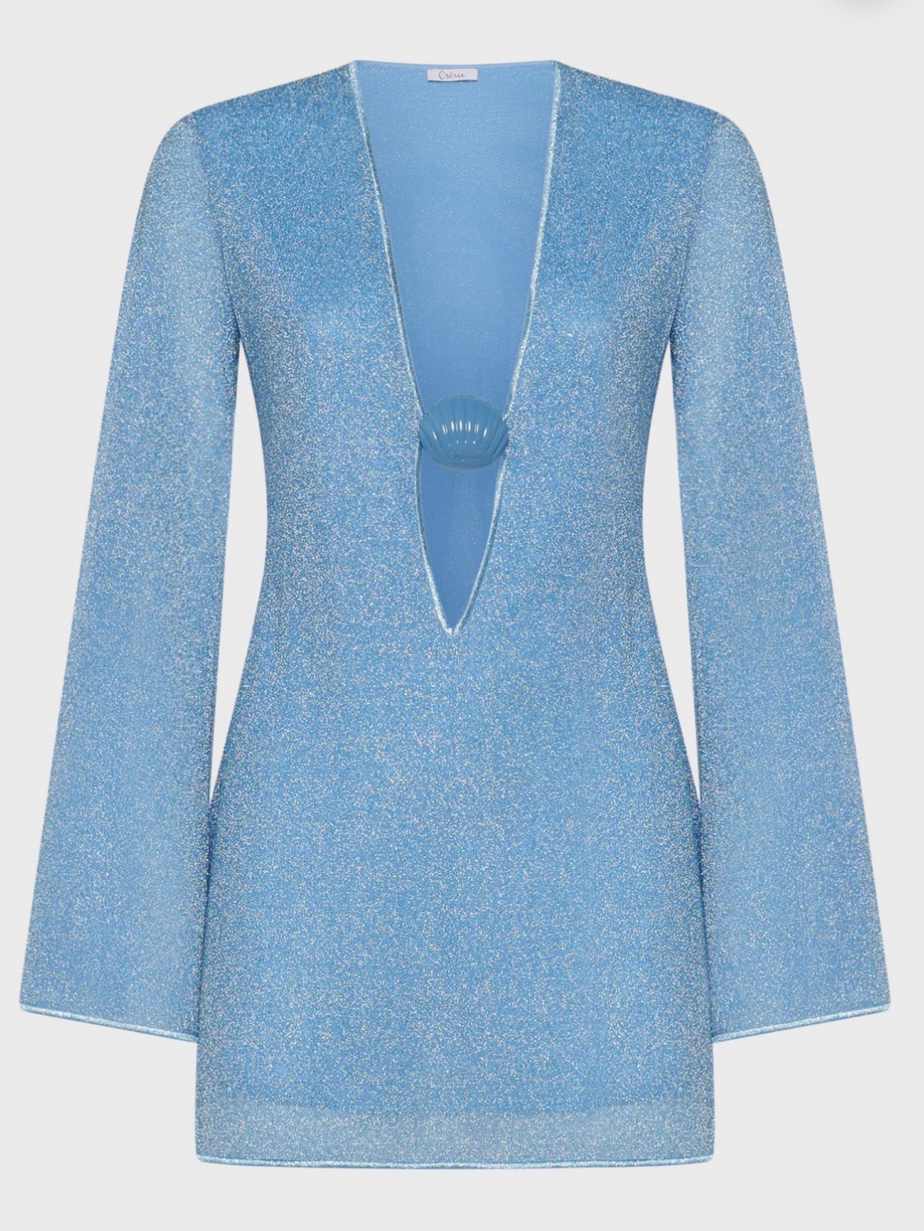 Oséree metallic mini plunge dress blue