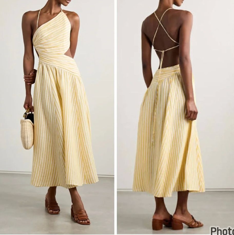 Zimmermann striped linen dress yellow