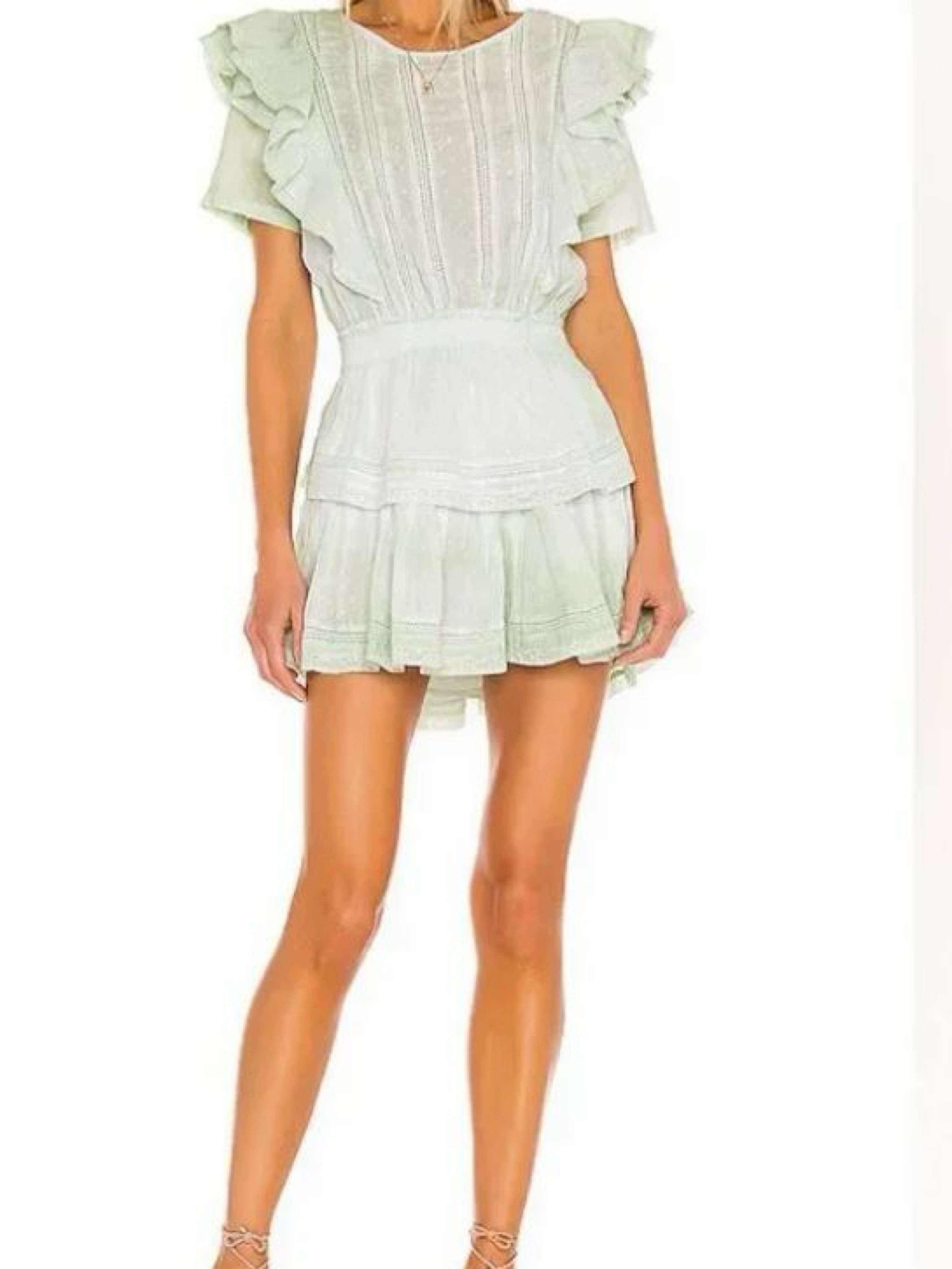 Love Shack Fancy Natasha Mini Dress in Moss Green