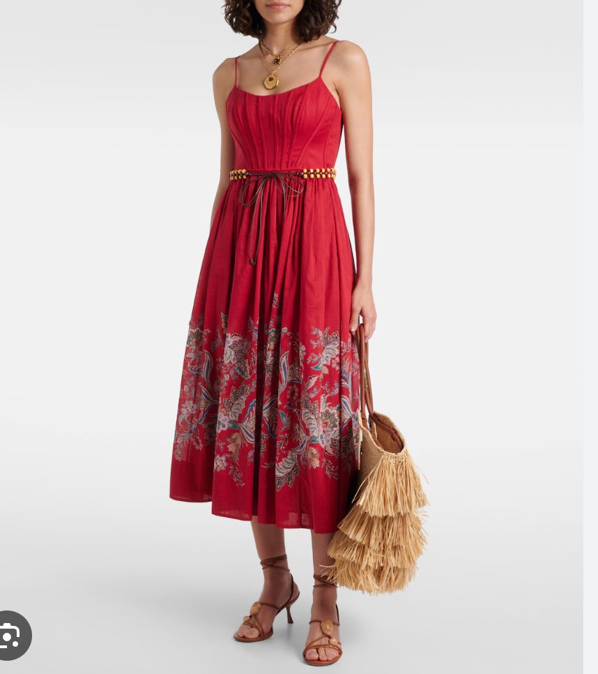 Zimmermann Corset Midi Dress Red Rhiannon NWT