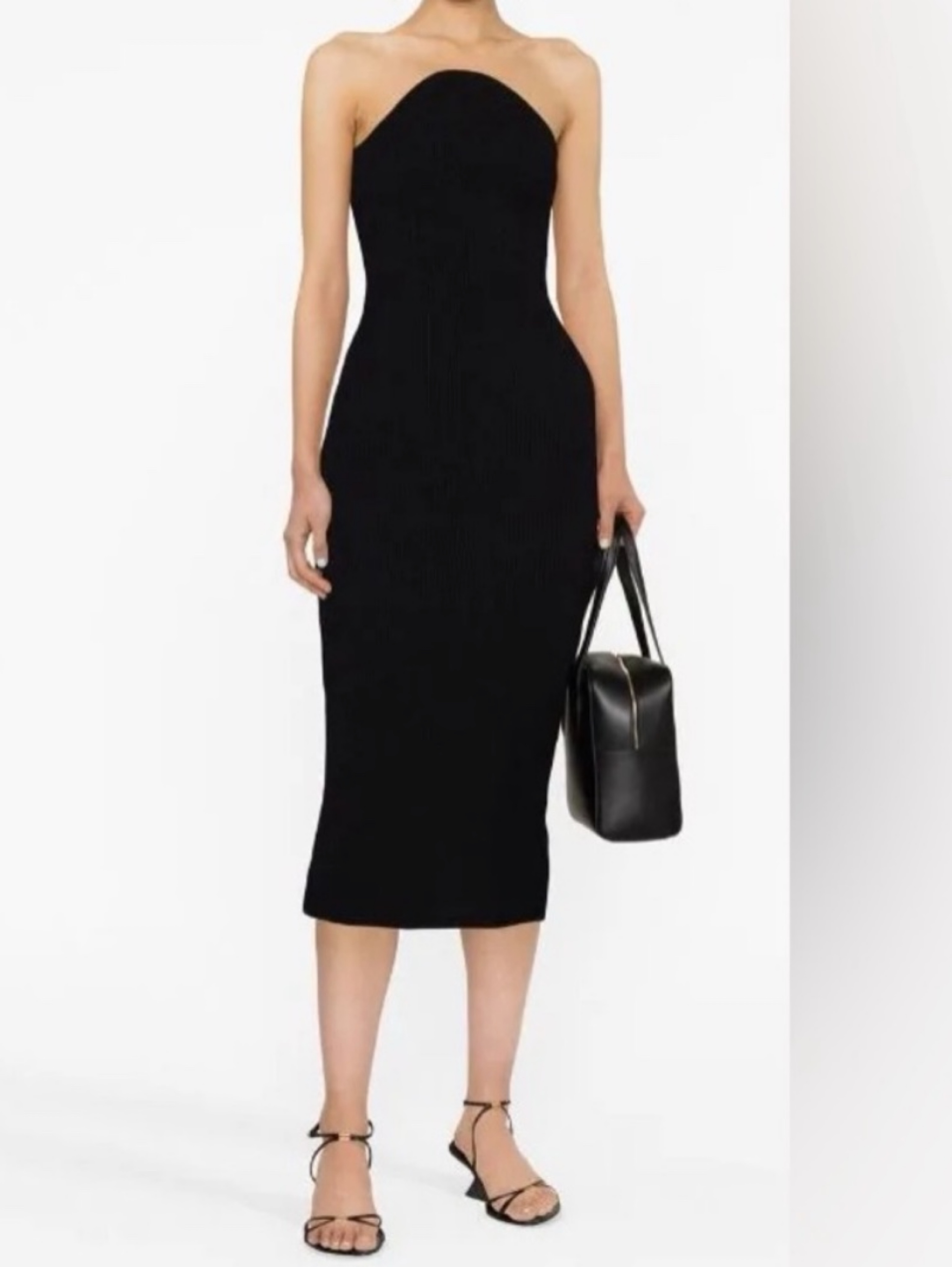 Khaite Black Strapless Midi Dress Rumer XS