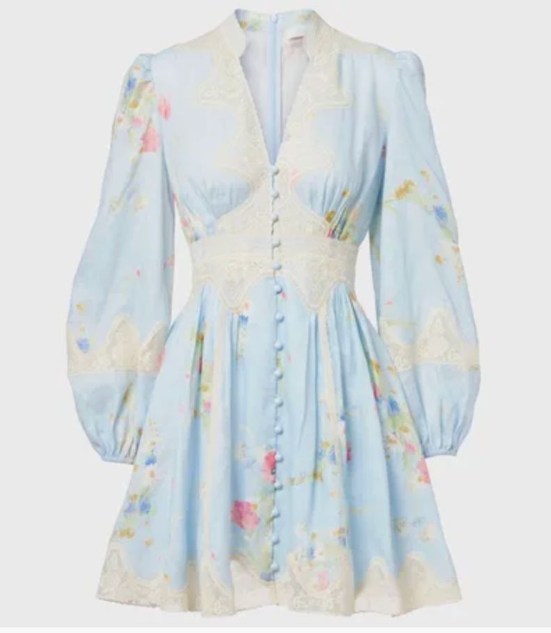 Zimmermann Mini Dress Blue Lucky Lace NWT