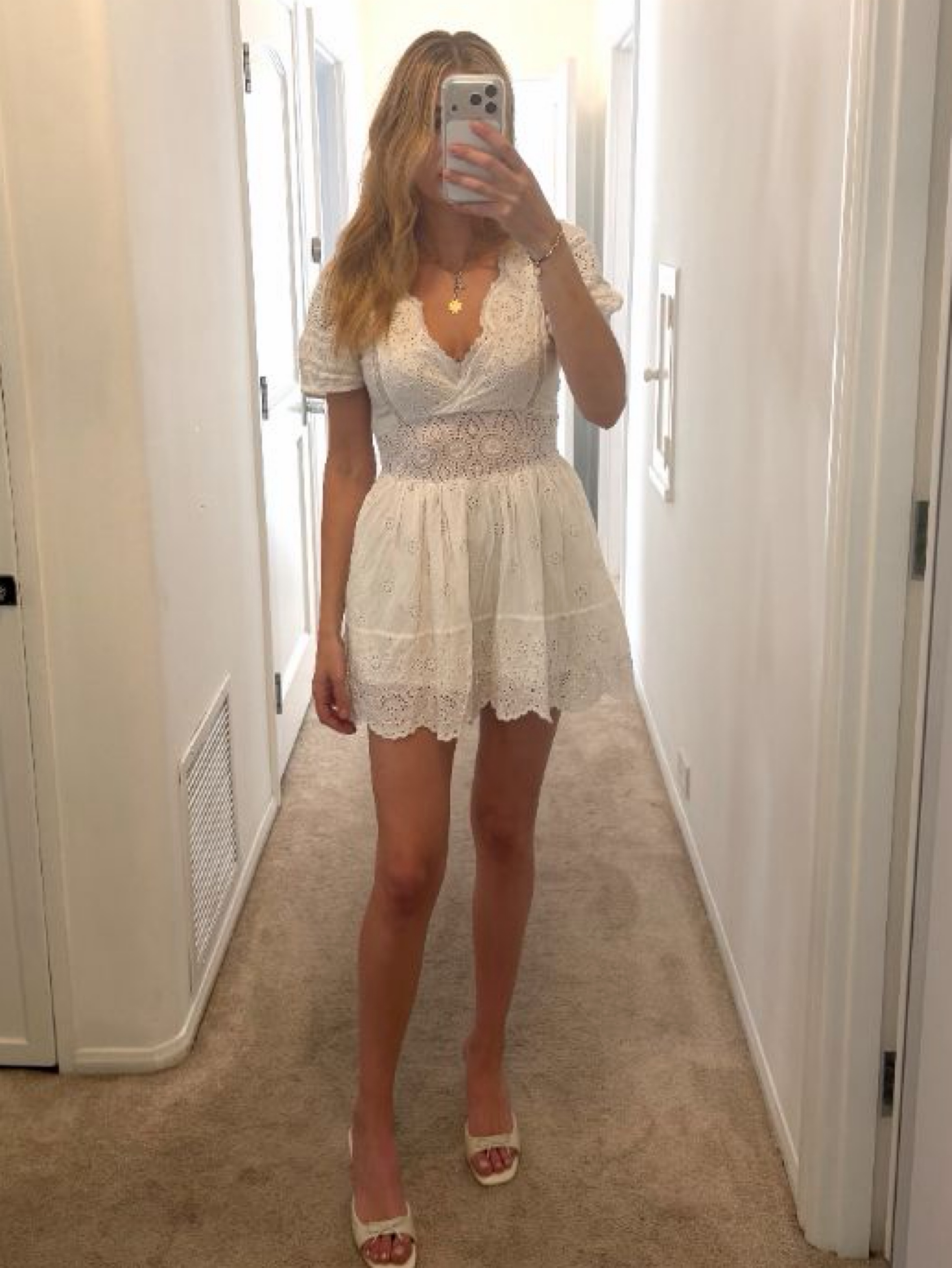 LoveShackFancy white mini dress v neck