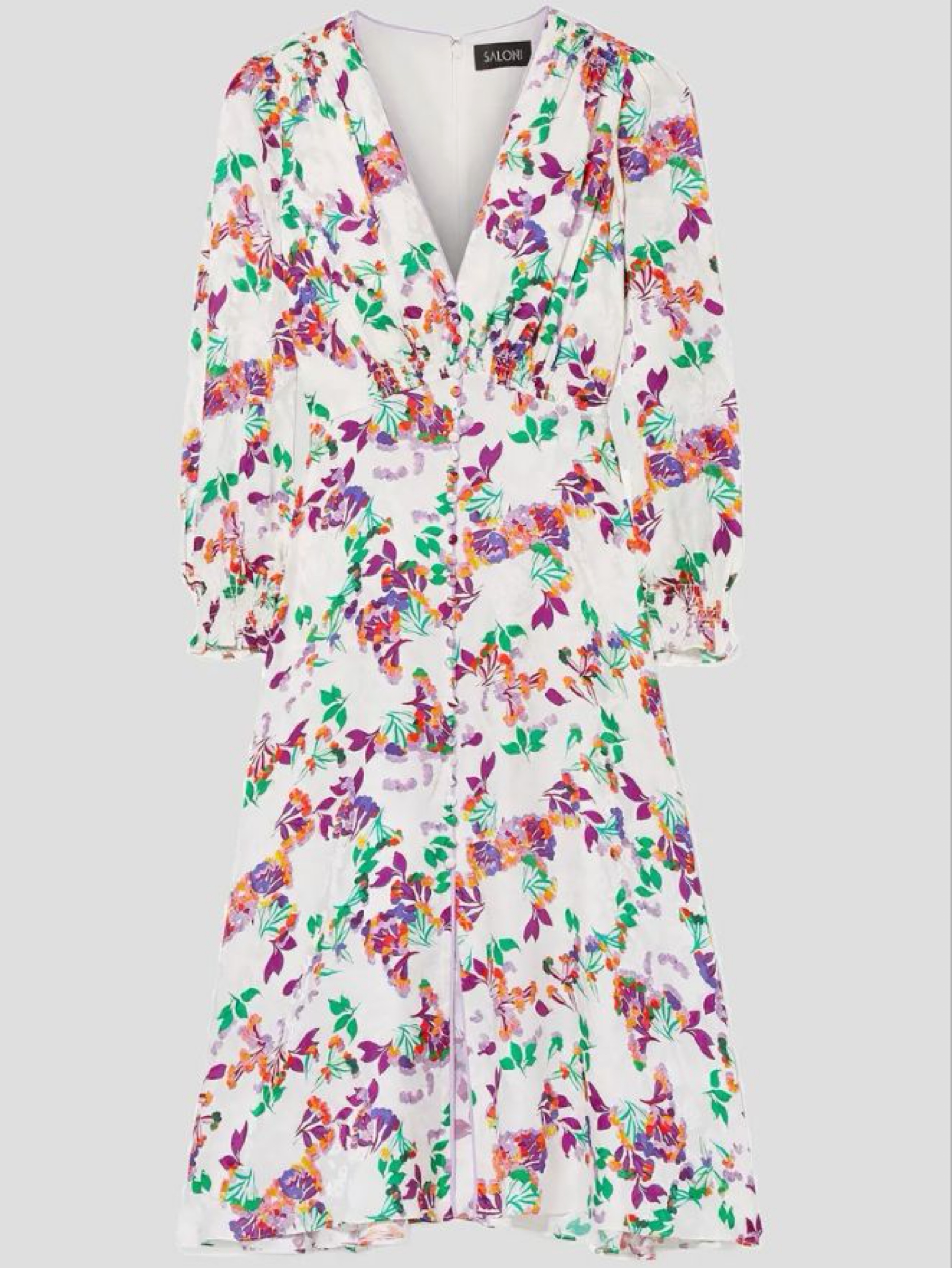 Saloni Floral Silk Midi Dress