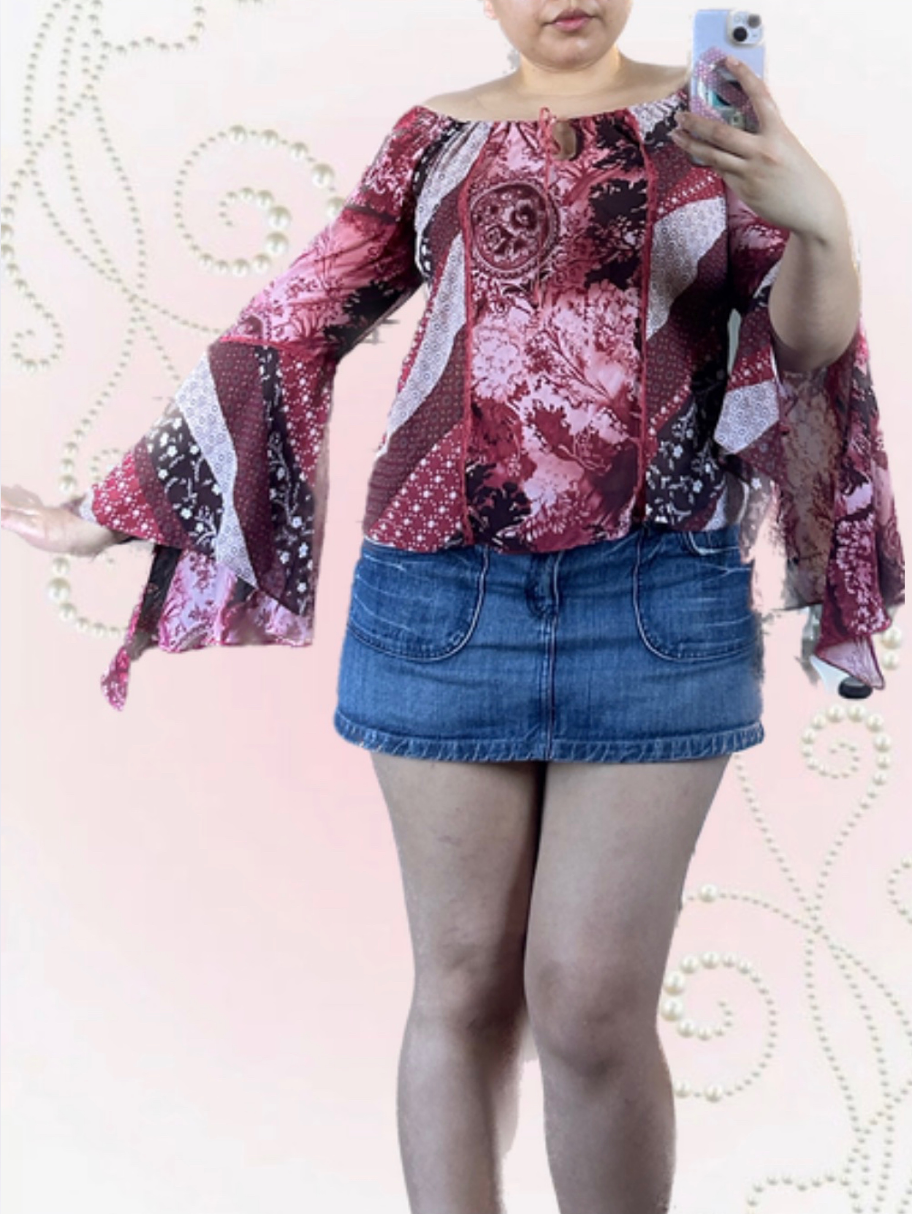 Patchwork Bell Sleeve Topπ