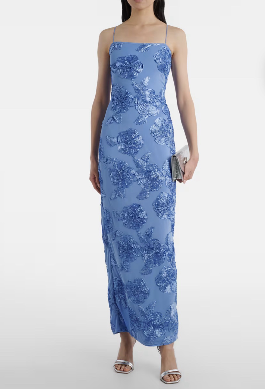 rotate floral maxi dress Flower Mesh Maxi Dress Dark Brown