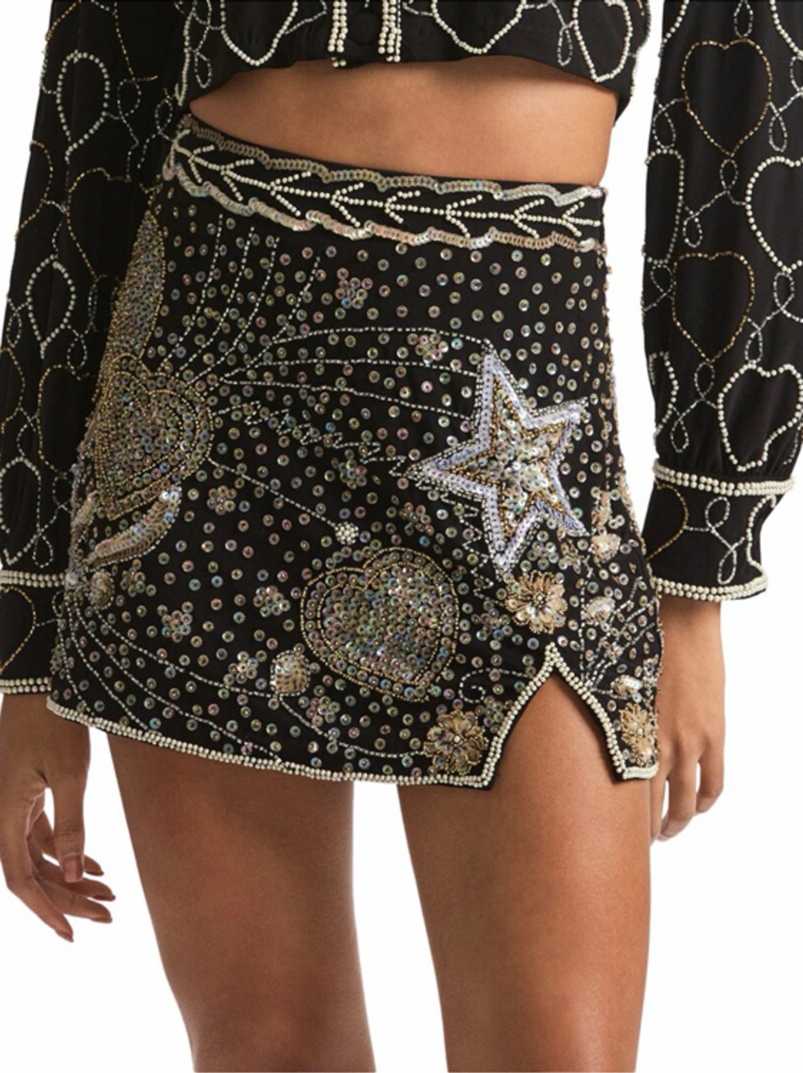LoveShackFancy Lani Embellished Mini Skirt