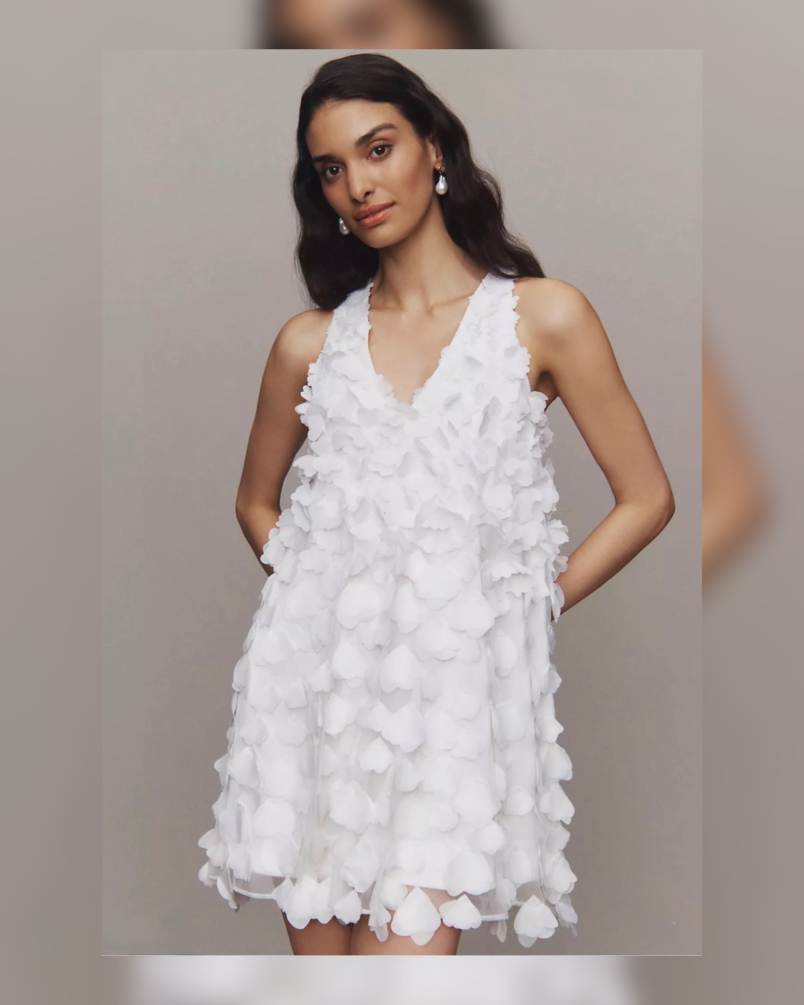 BHLDN White Flower appliqué textured Mini Dress Bridal