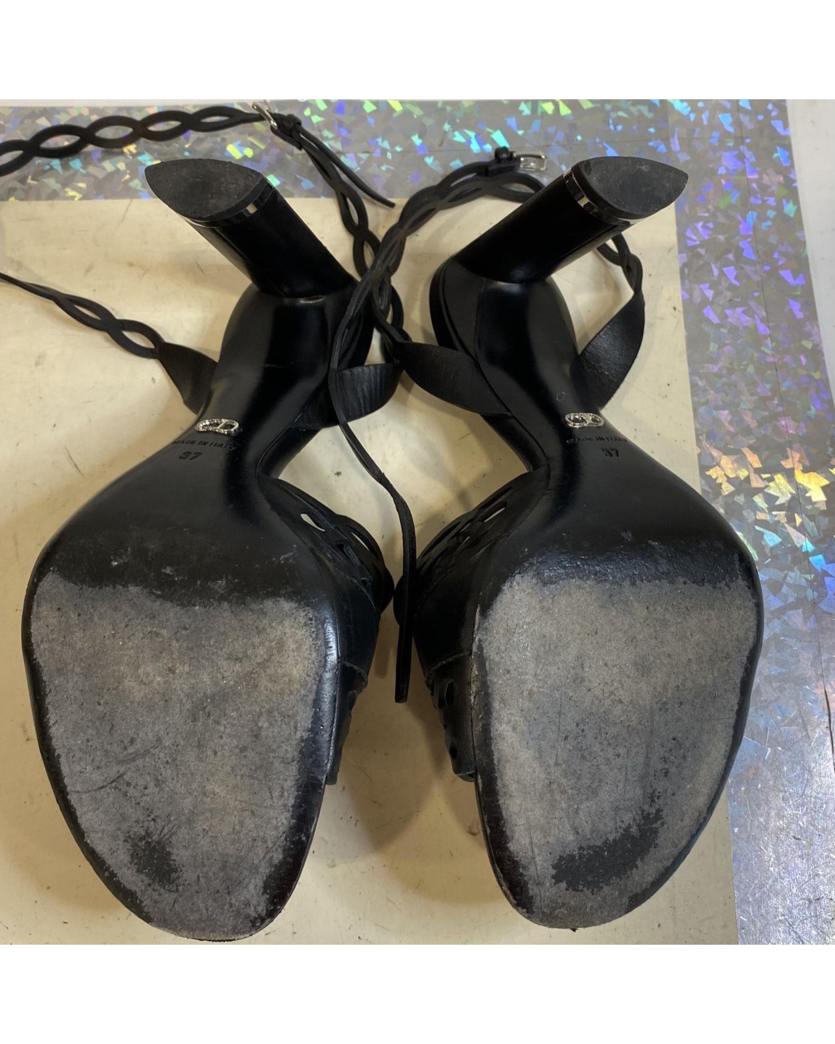 Christian Dior Black Woven Heels by Dior - Pickle