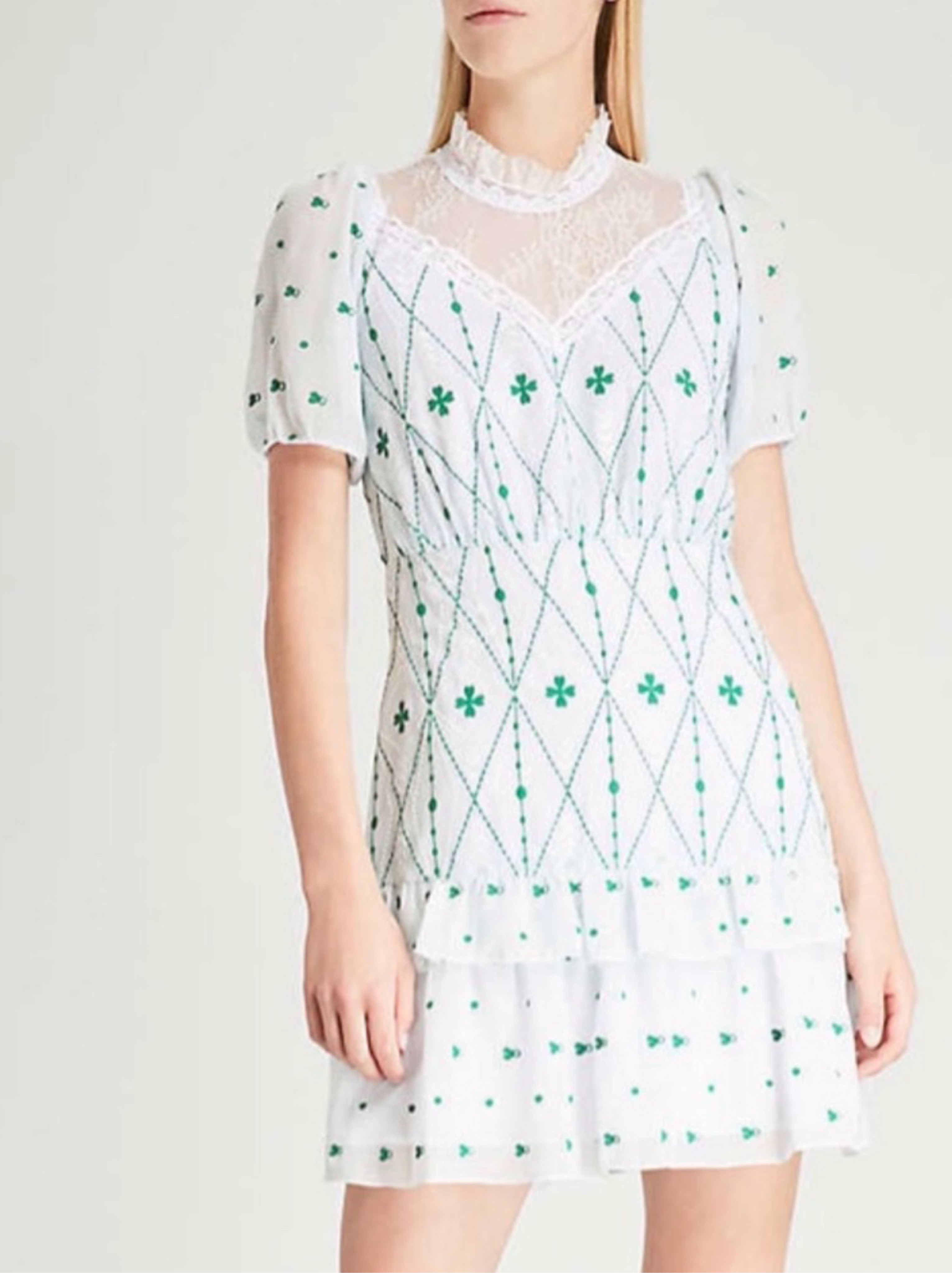 Sandro Paris lace eyelet mini dress