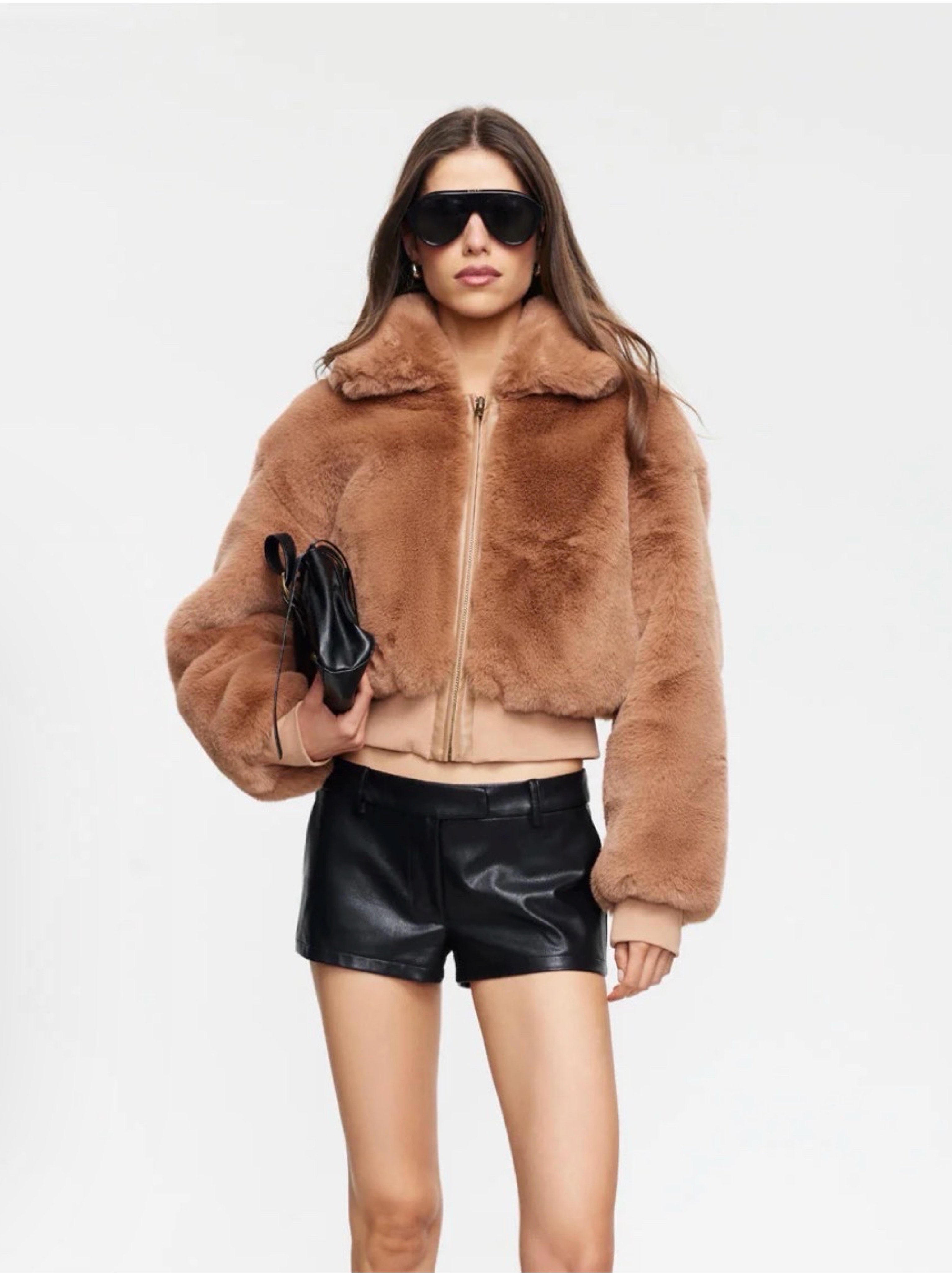 Lioness Drita Camel Faux Fur Jacket