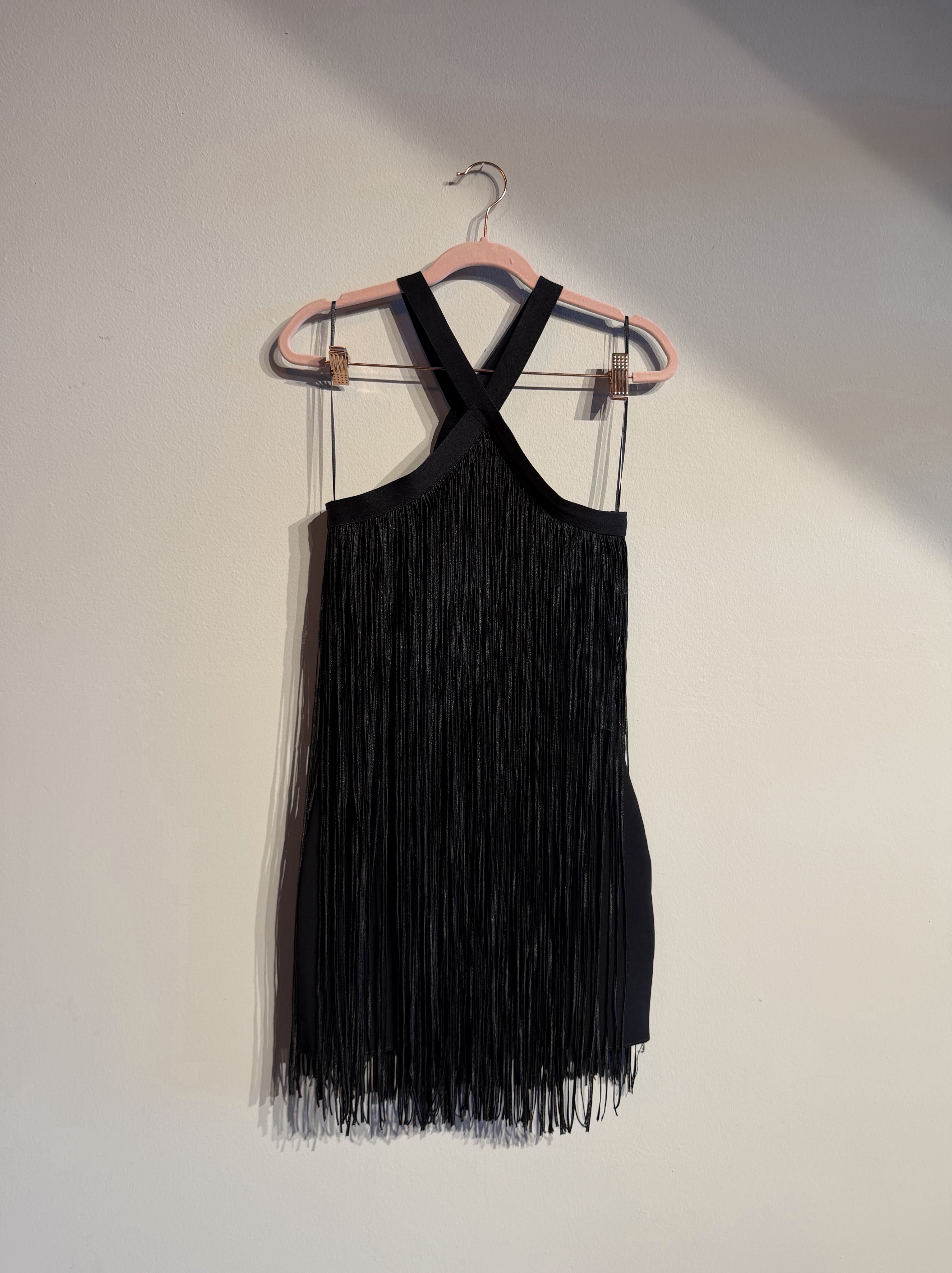 zara grey fringe dress Vtg Zara Basic Black and White Tweed Sheath Dress Size L Fringe Trim Half Sleeve EUC