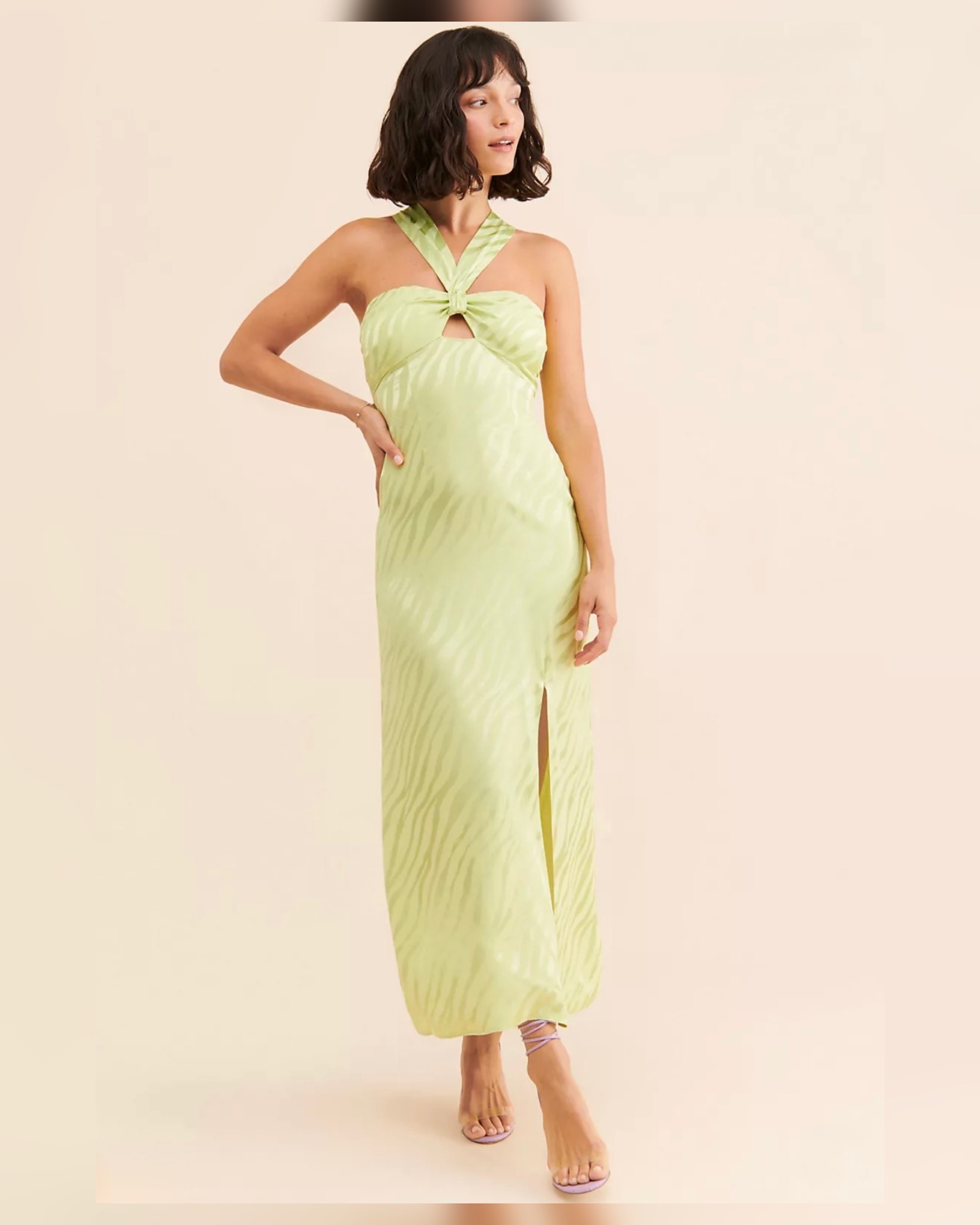 Saylor Light Green Halter Maxi Dress