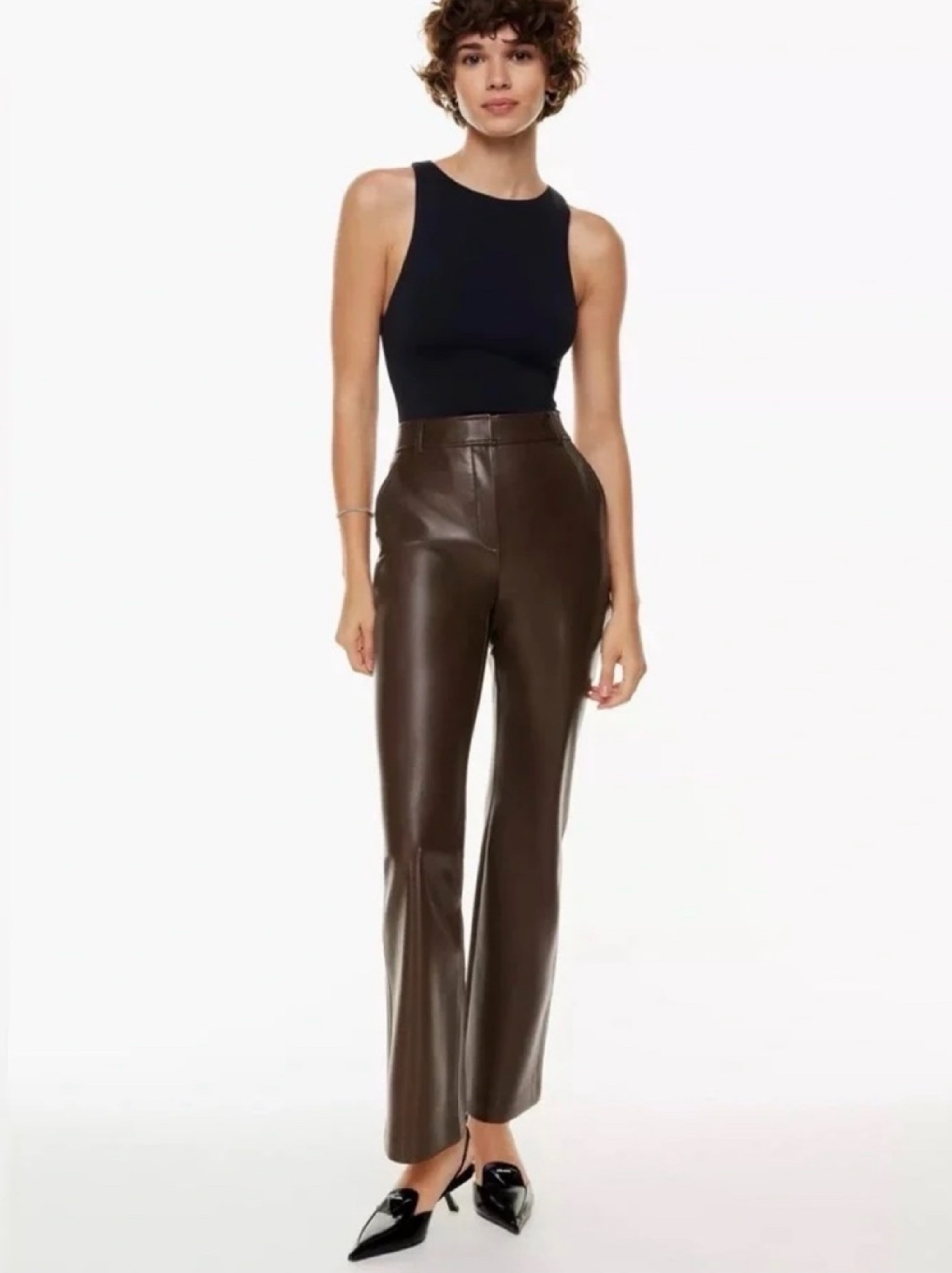 Babaton Command Faux Leather Pant Coffee Brown