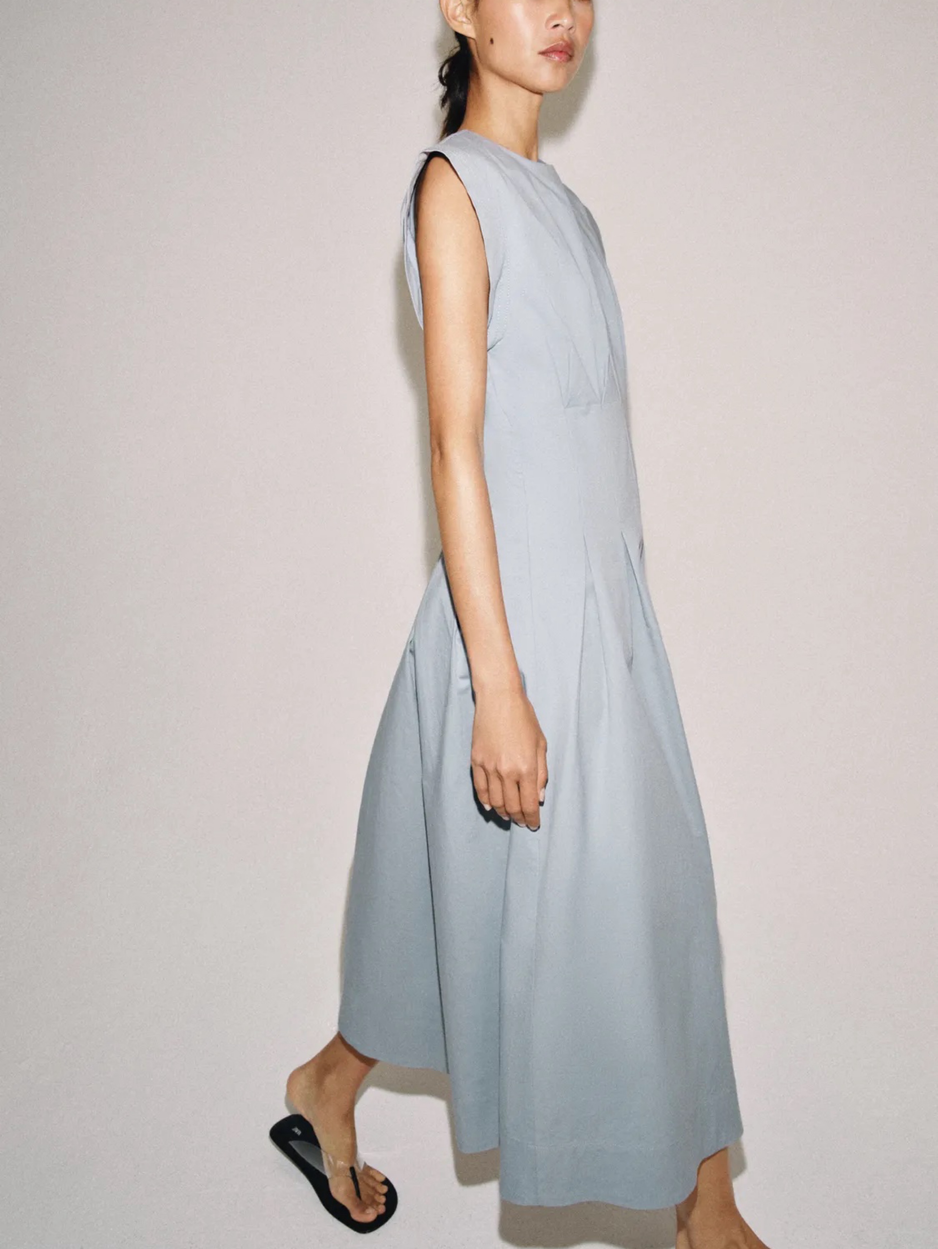 zara blue pleated dress Zara Women Draped Pleated Dress Light Blue 7521/108