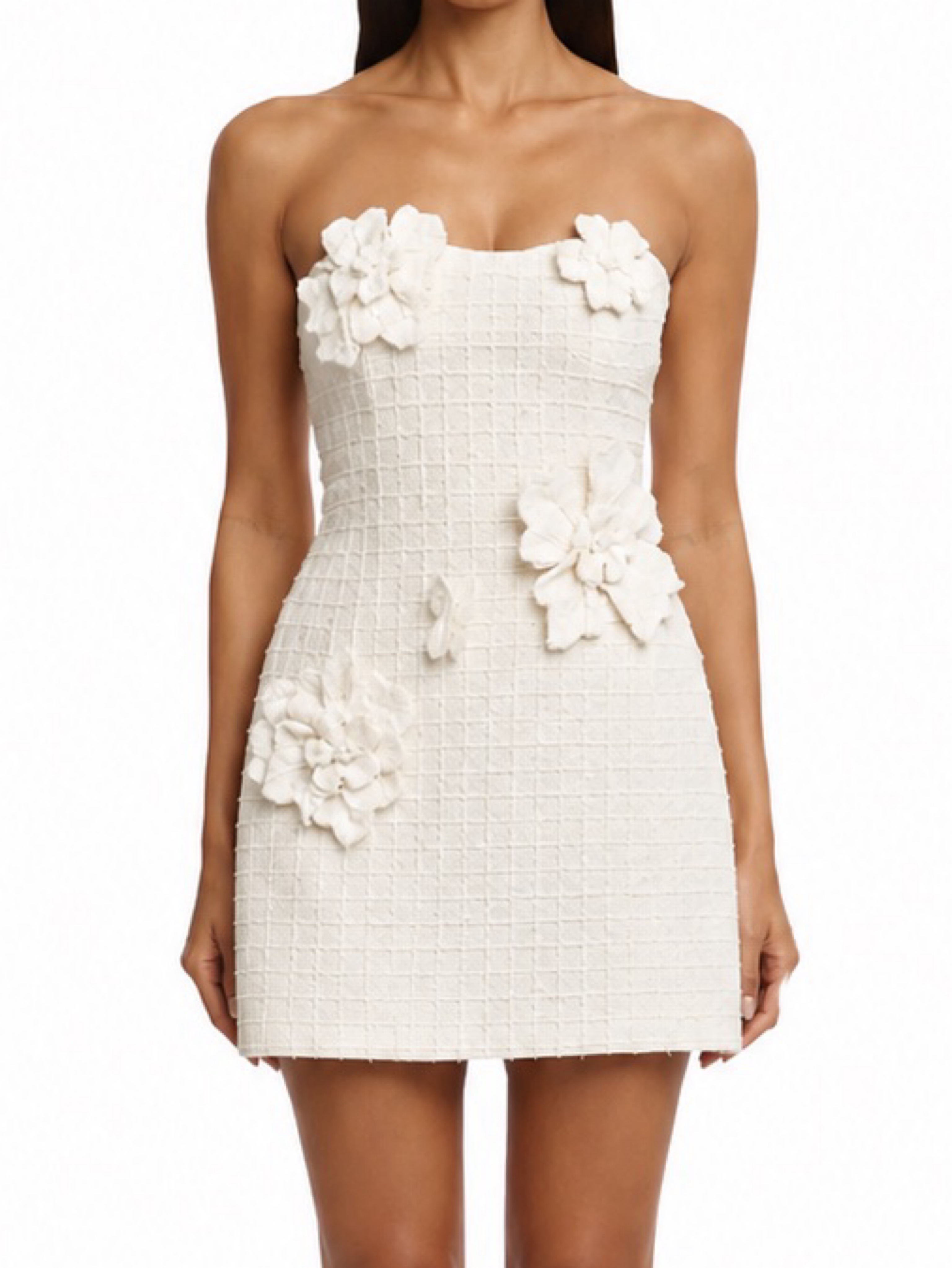 Leo Lin Rosario strapless floral tweed mini dress by Leo Lin - Pickle