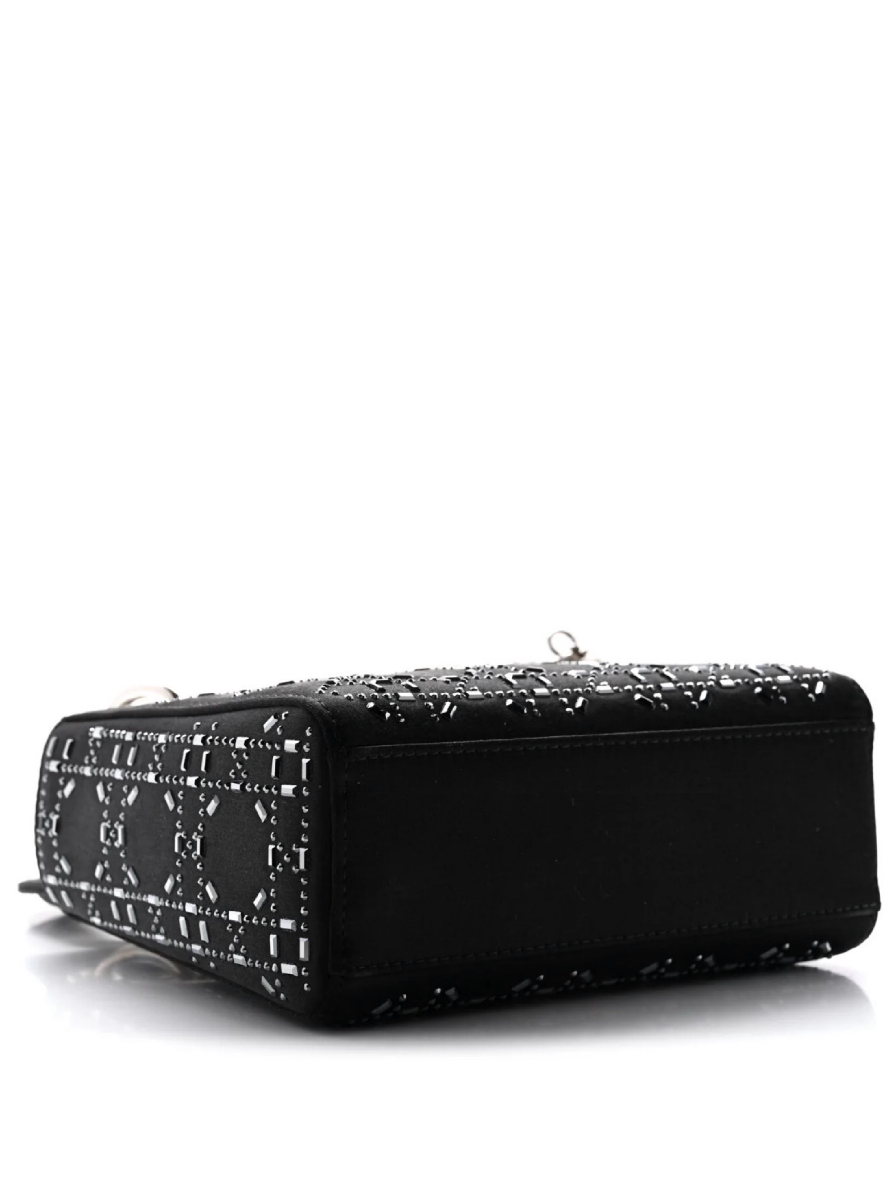 Christian Dior ブラックパーティーバッグ CHRISTIAN DIOR Satin Crystal Cannage Mini Lady Dior Black by