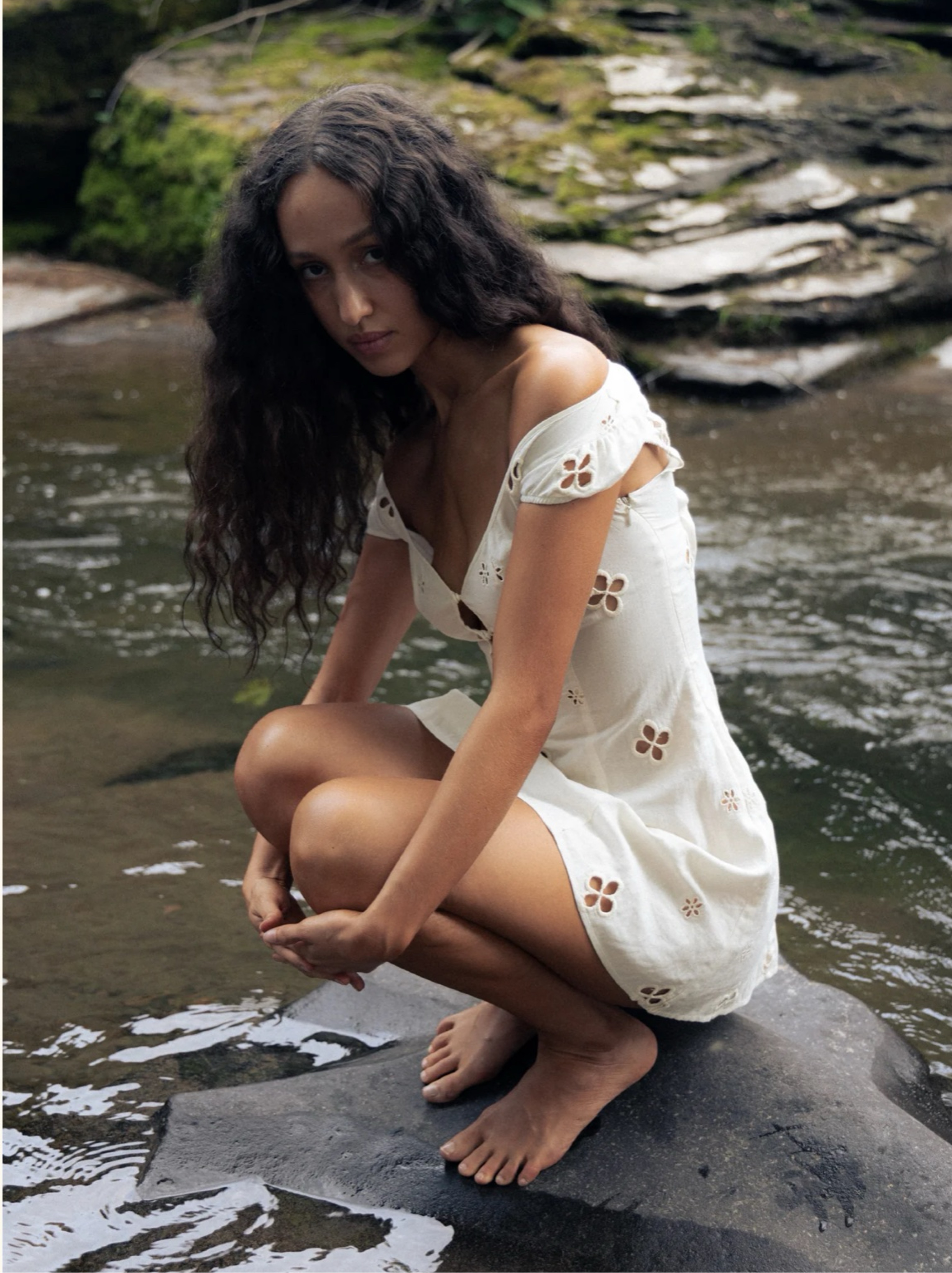 mirror palais white mini dress Lady in Eyelet White XS