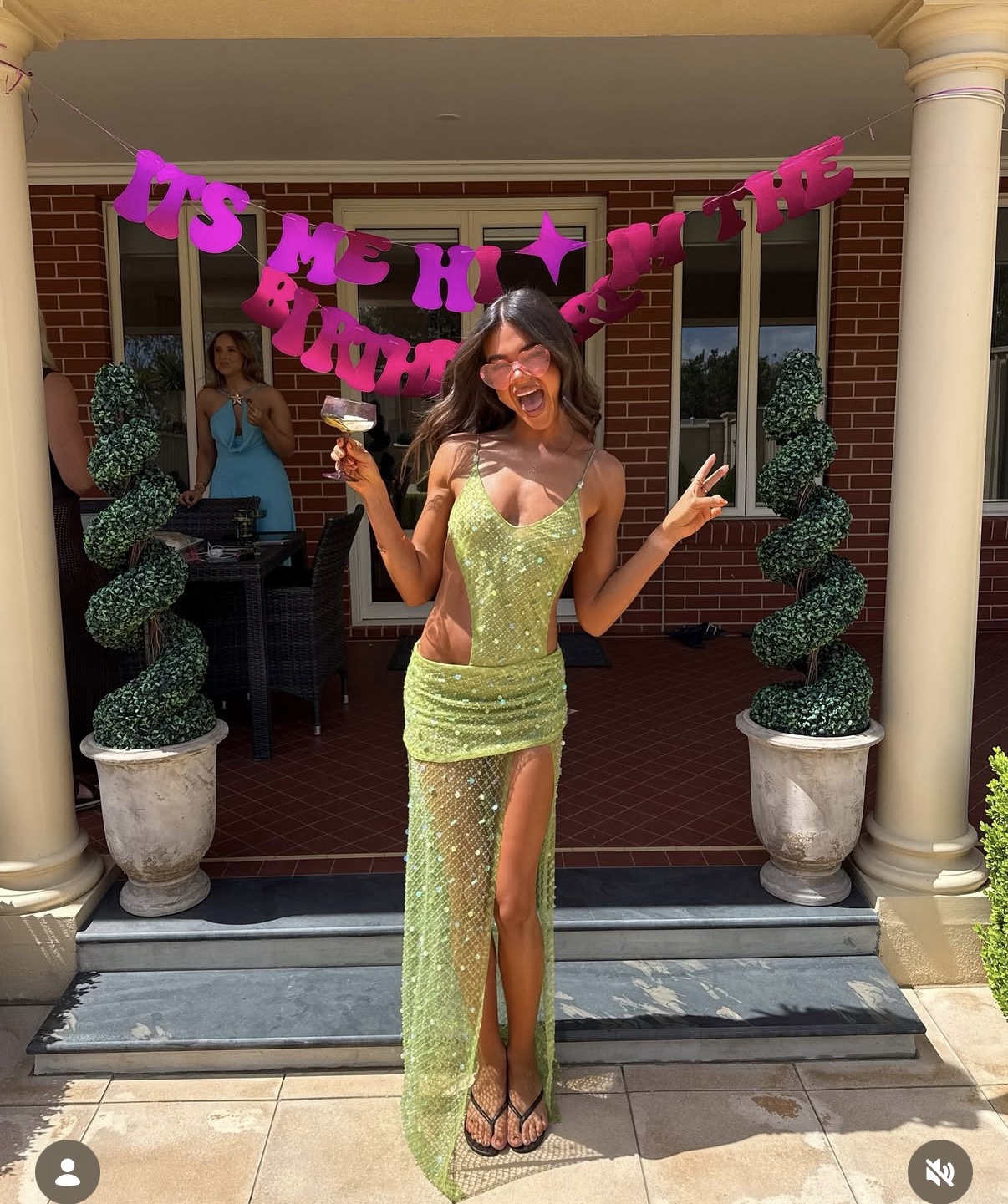 jaded london green beaded dress Jaded London Stellar Asymmetric Hand Beaded Maxi Dress Lime Green  also  available in Pink (8) Size 4* (fits 4-6) RRP $455 HIRE $140 including  cleaning & GST *Hem taken up approx 9cm DM to book 