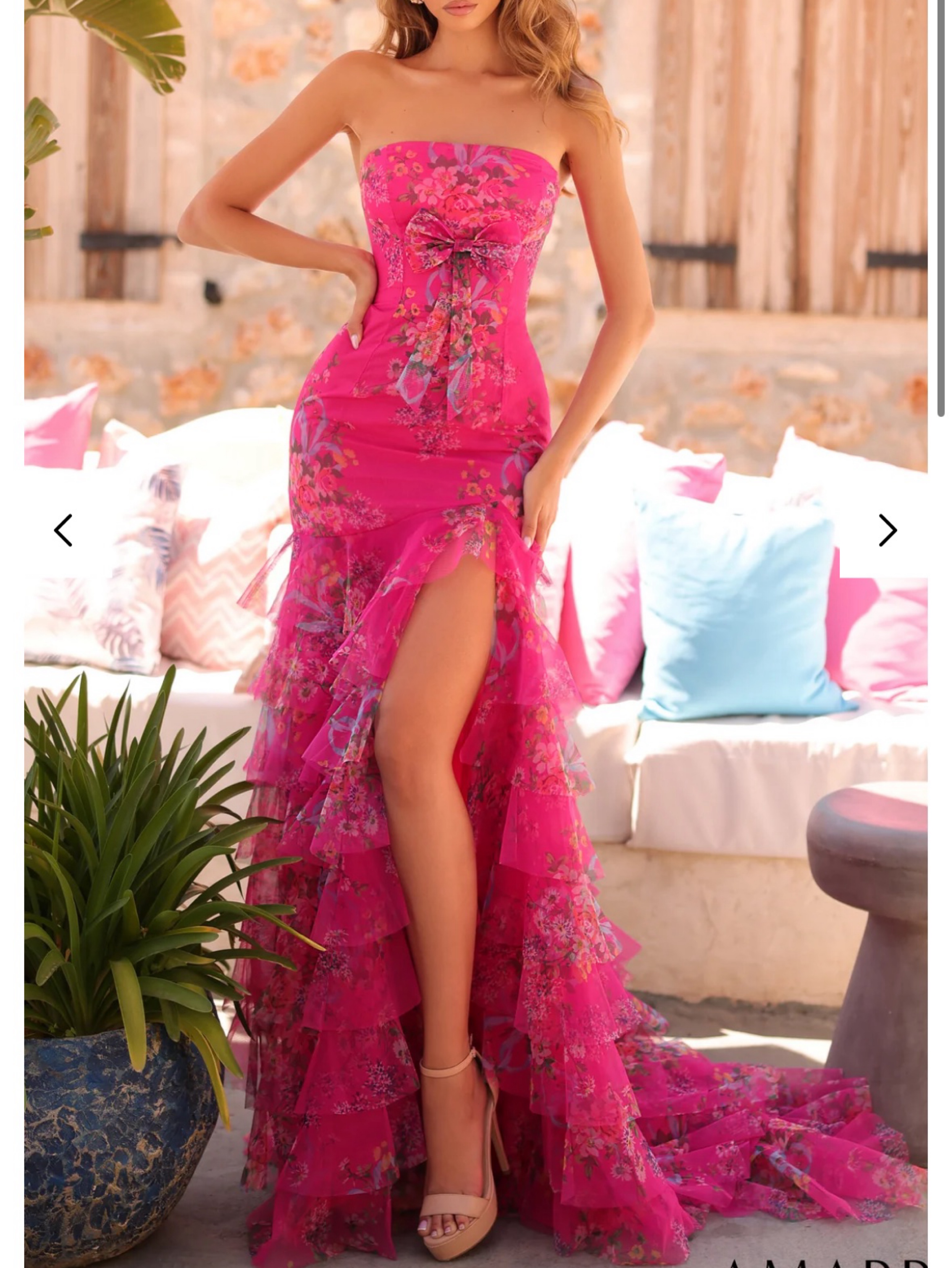hot pink dress with ruffles Wedtrend Women Sheath Spaghetti Straps Long Wedding Guest Ruffles, Hot Pink / US14 Line Style Fabric Kahlo Puffed Ruffle Neckline Maxi