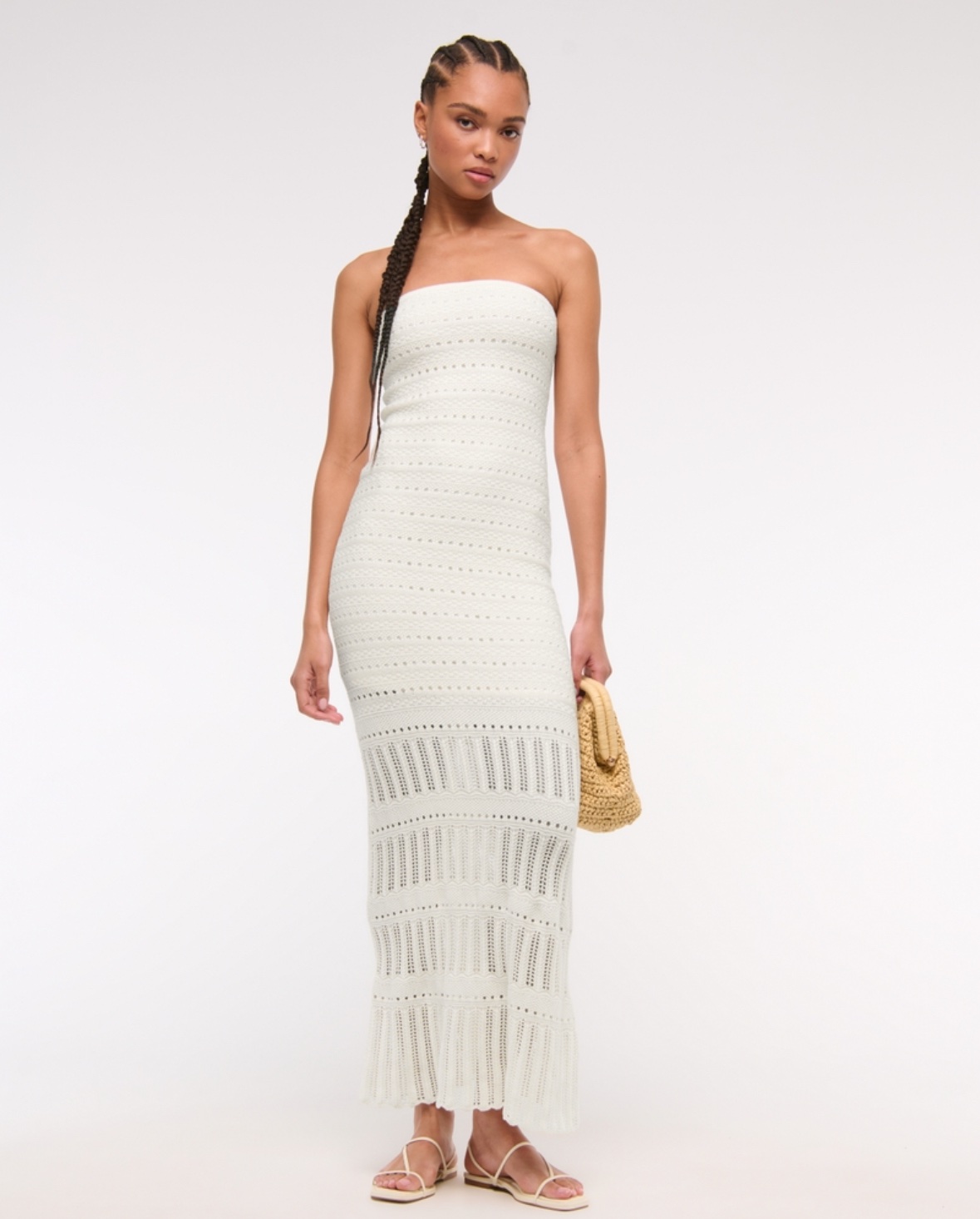 abercrombie cream dress Women's Strapless Floral Textured Maxi Dress in Cream Floral | Size M