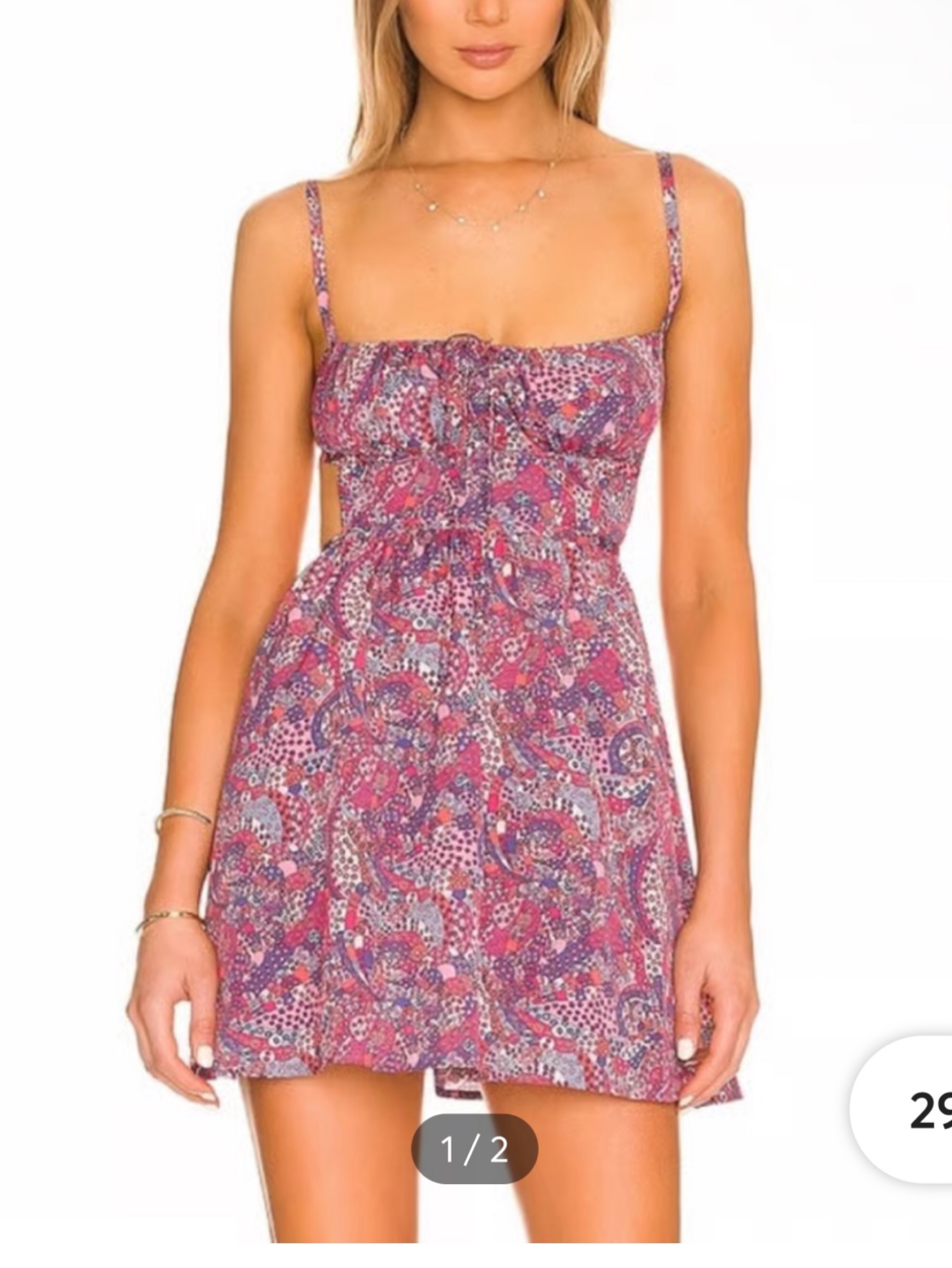 For love & lemons Purple Floral Print Mini Dress
