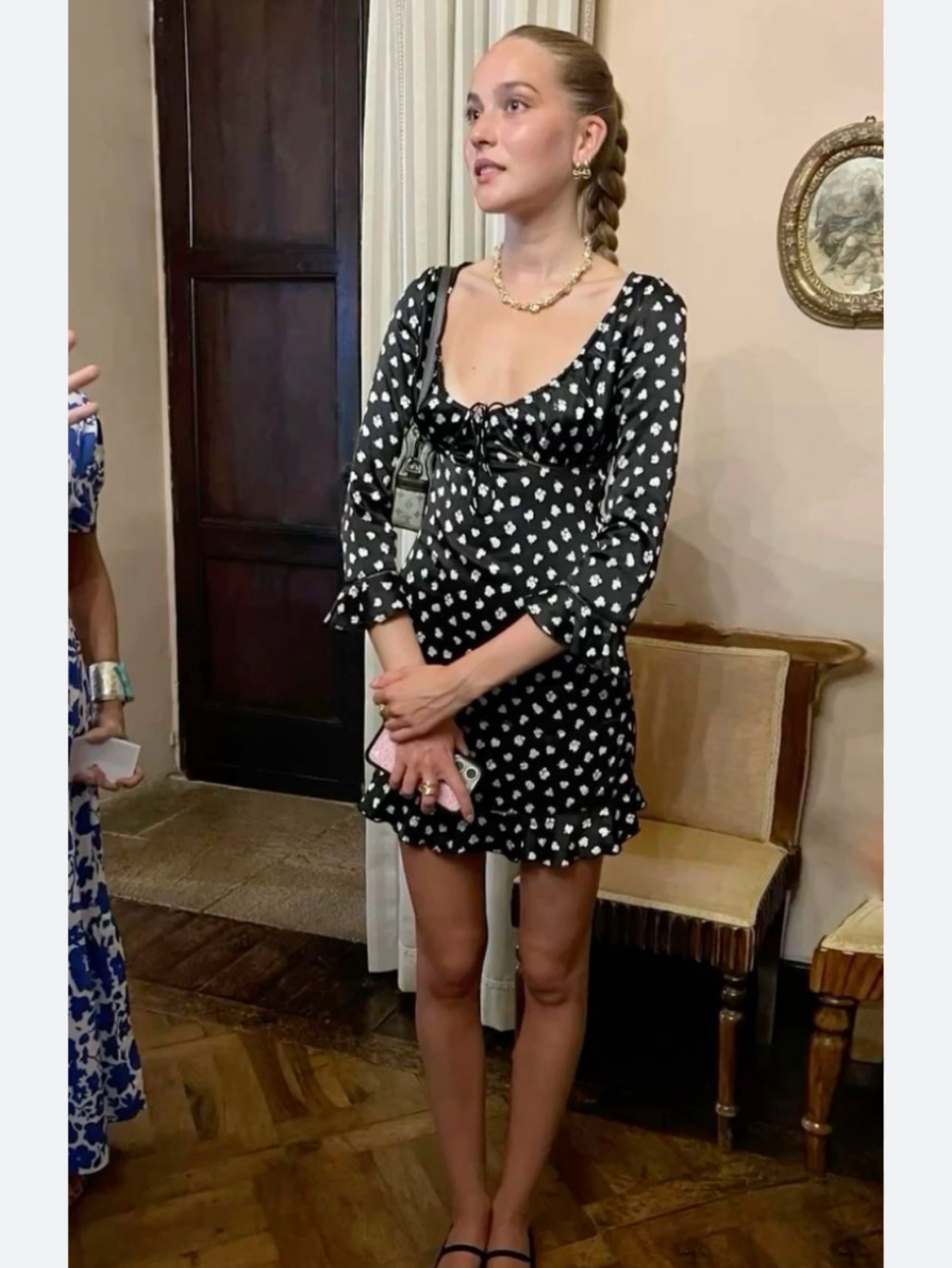 Realisation Par Black White Floral Print Mini Dress