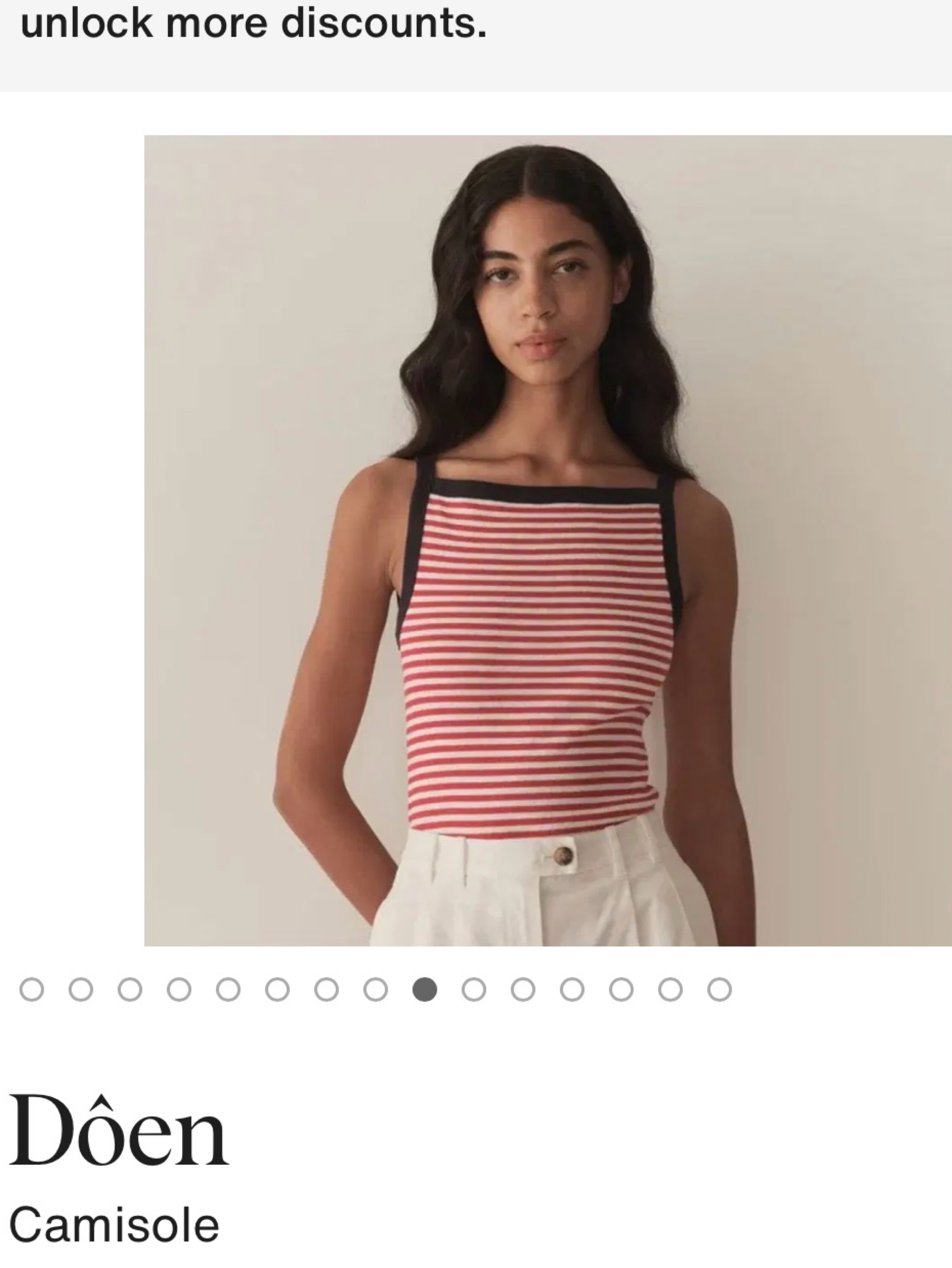 Dôen Red Striped Cotton Camisole