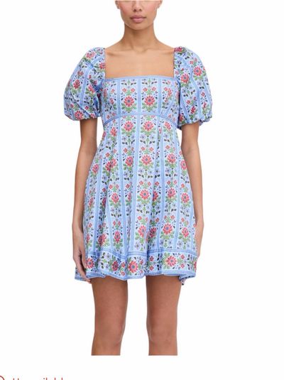 Hill House Home Periwinkle Floral Print Puff Sleeve Dress by Hill