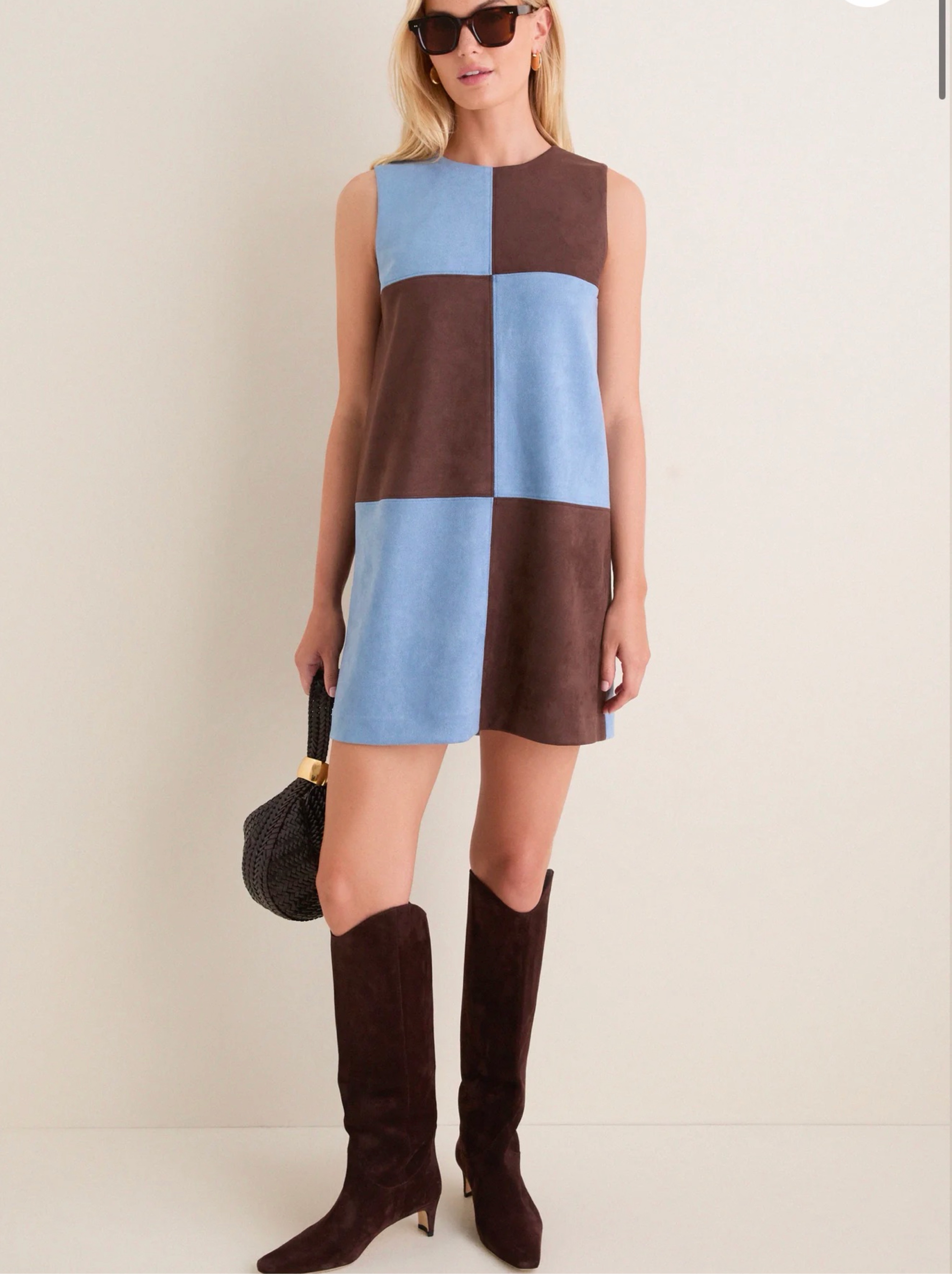 tuckernuck brown suede dress Blue & Chocolate Faux by Tuckernuck 44571 Miss Priss Prom Category_Wedding Guest Dresses Color:Light Green Floral line mod mini in